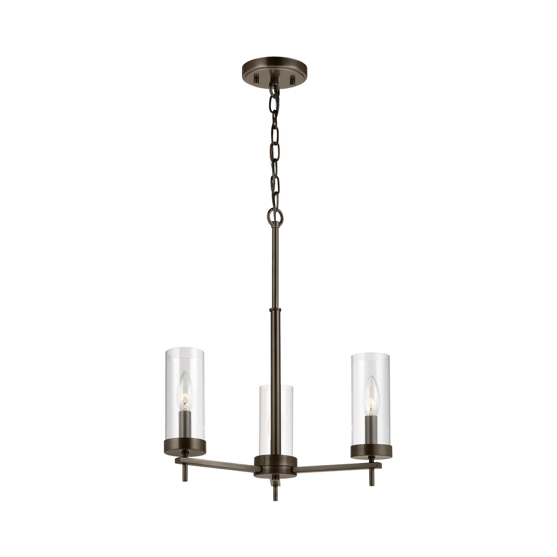 Zire Minimalist Bronze LED Chandelier with Clear Glass Shades