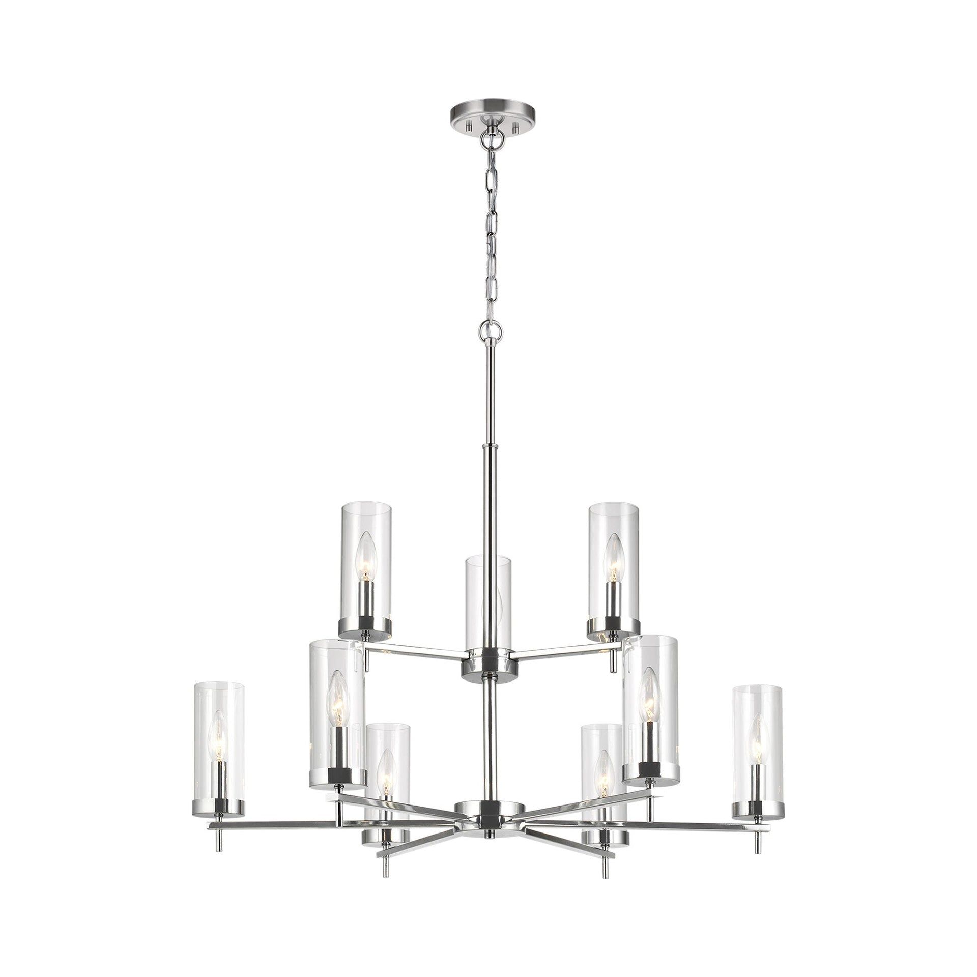 Zire Chrome 9-Light LED Sputnik Chandelier with Clear Glass Shades