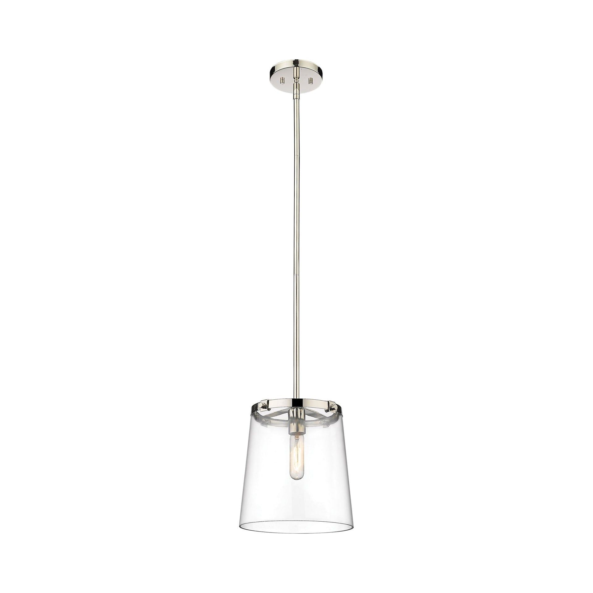 Polished Nickel 10" Glass Pendant Light with Seedy Shade