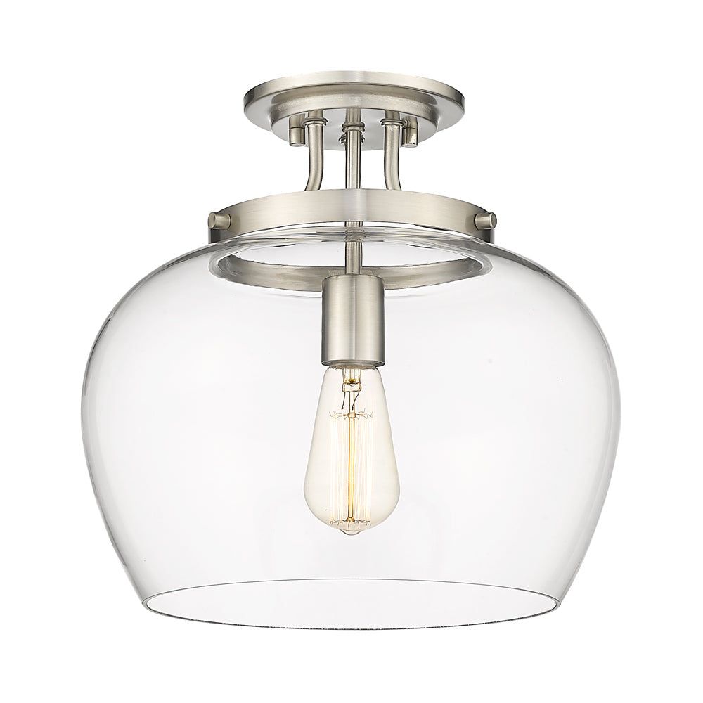 Joliet 13" Brushed Nickel Semi-Flush Mount with Bordeaux Glass Shade