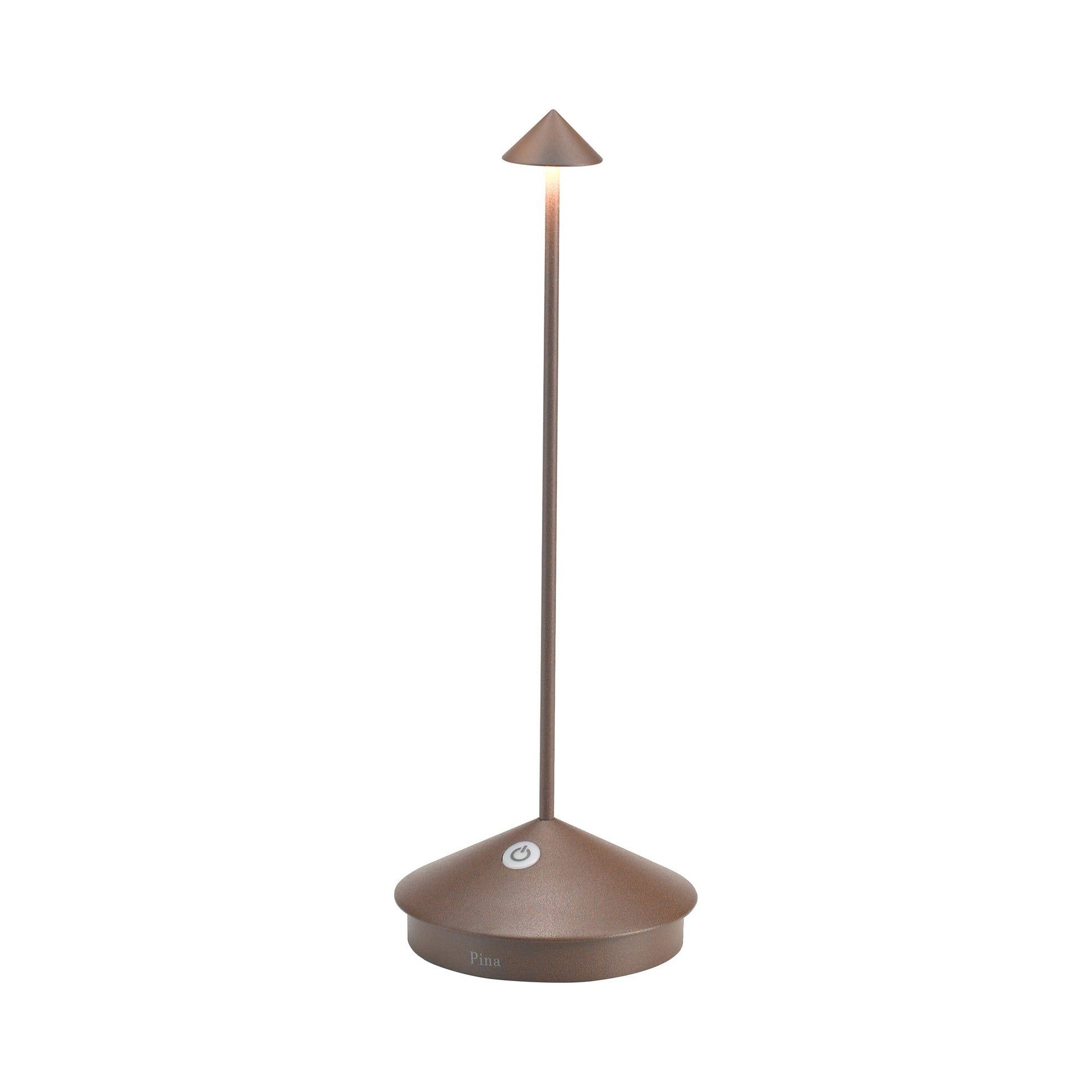 Rust Brown Metal Cordless LED Table Lamp