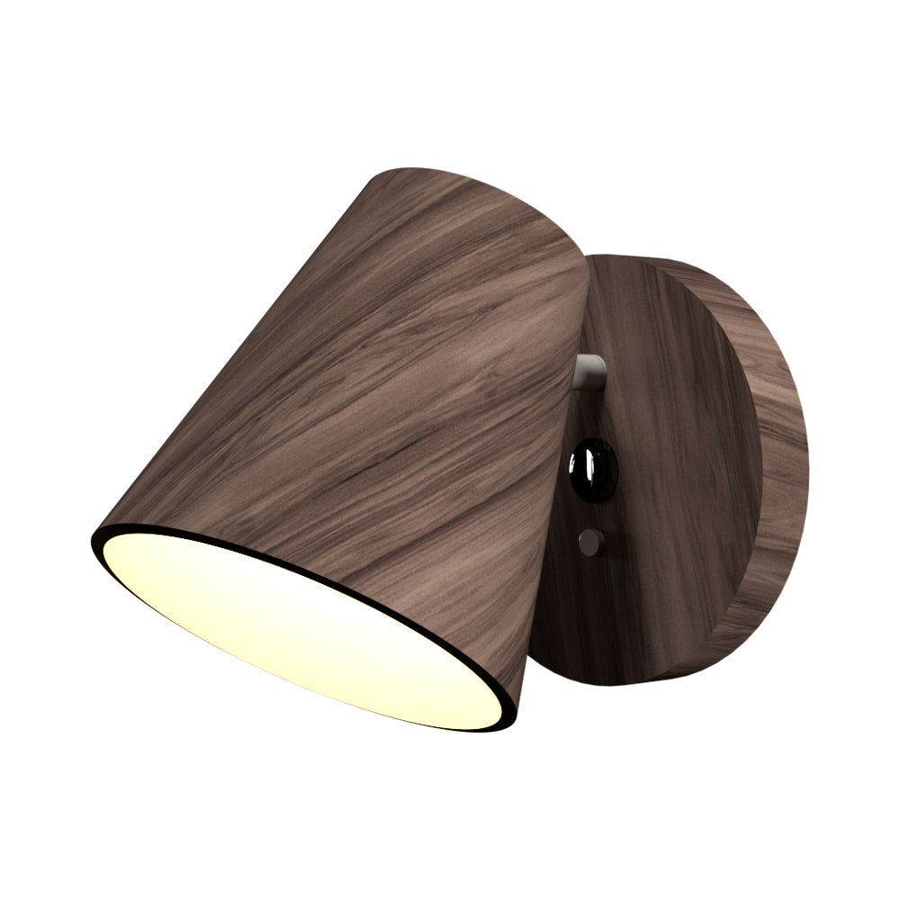 American Walnut and Stone Modern Wall Sconce