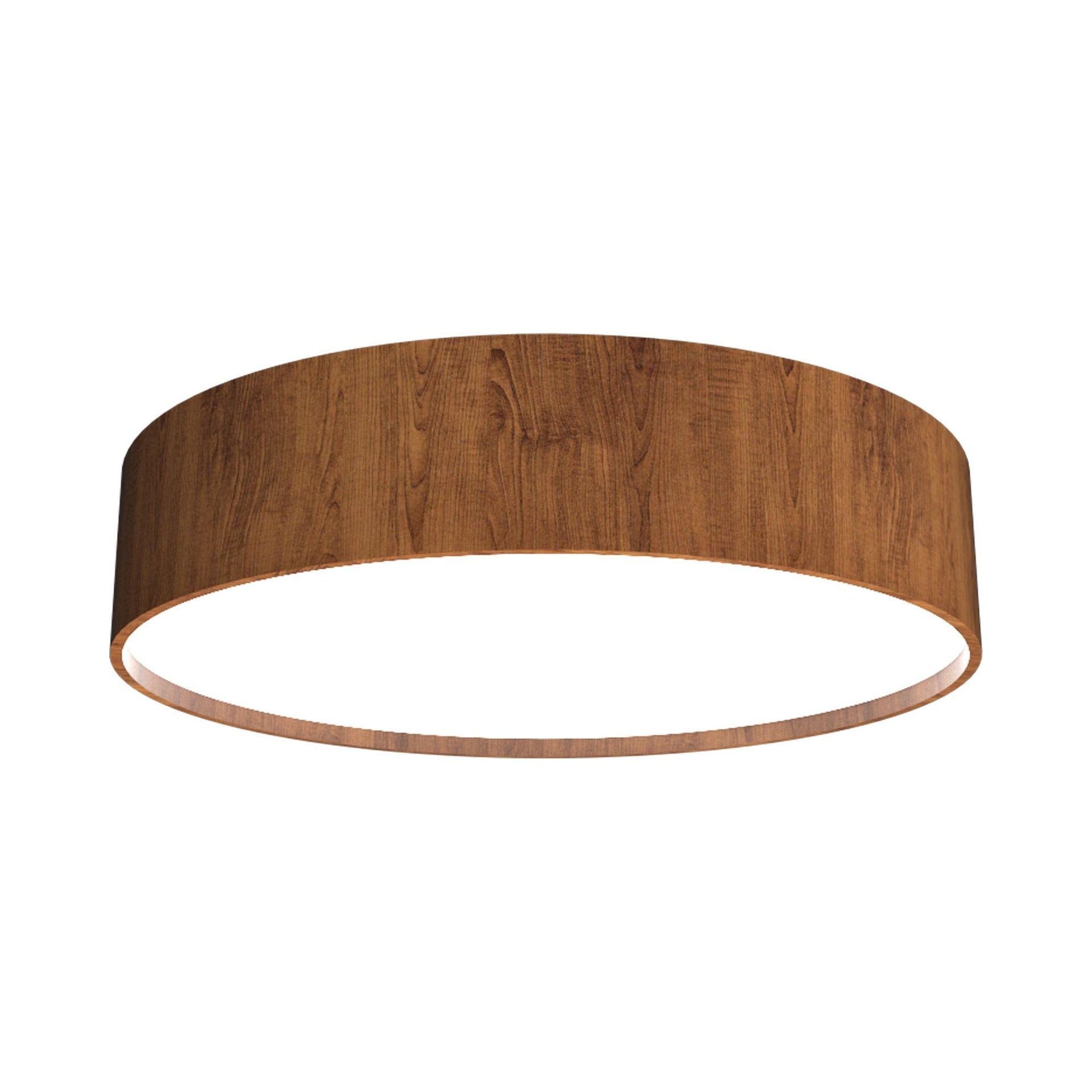 Imbuia Wood LED Cylindrical Flush Mount Light