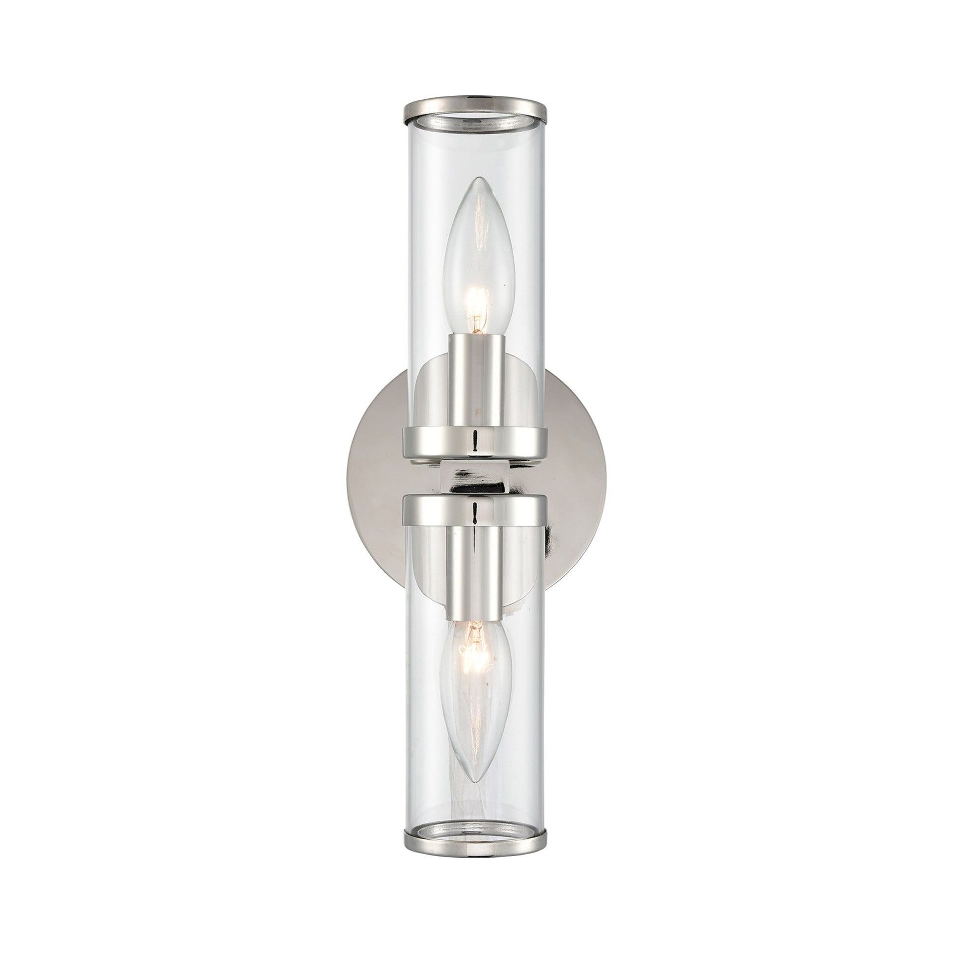 Revolve Elegance Polished Nickel & Clear Glass Cylinder Wall Sconce