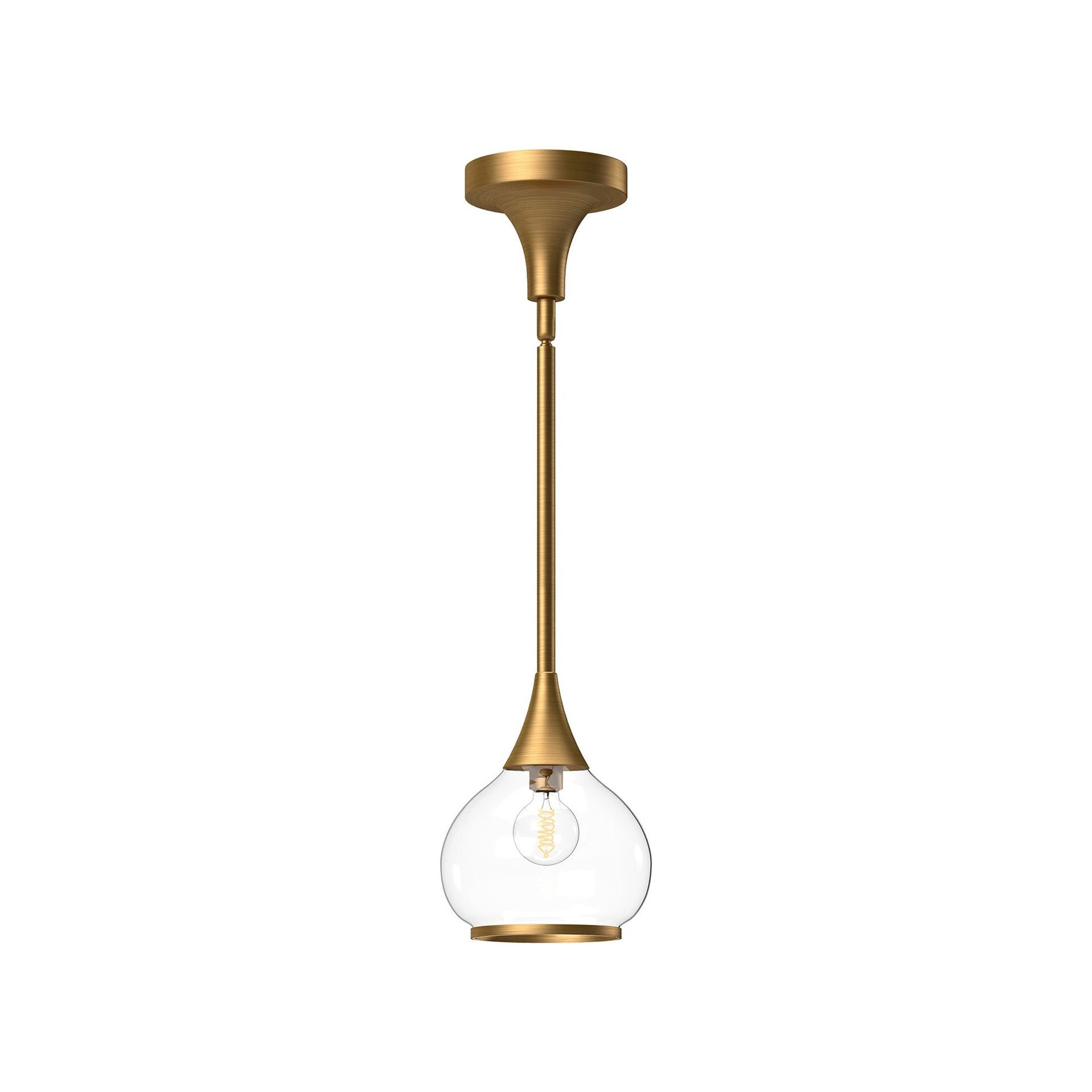 Mini Hazel Aged Gold & Matte Black 8" Bowl Pendant Light