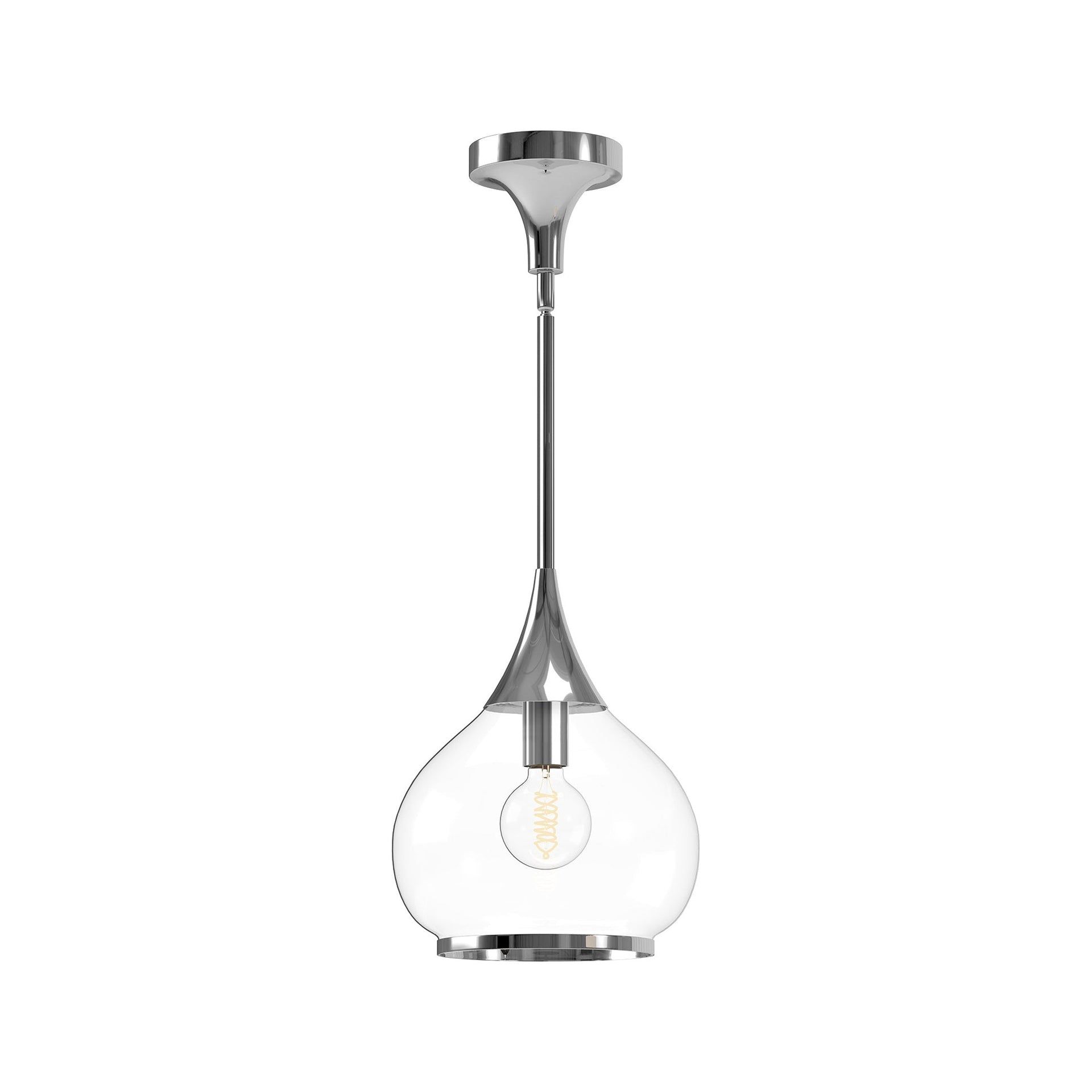 Hazel Vintage-Inspired 10'' Matte Black and Chrome Glass Pendant Light