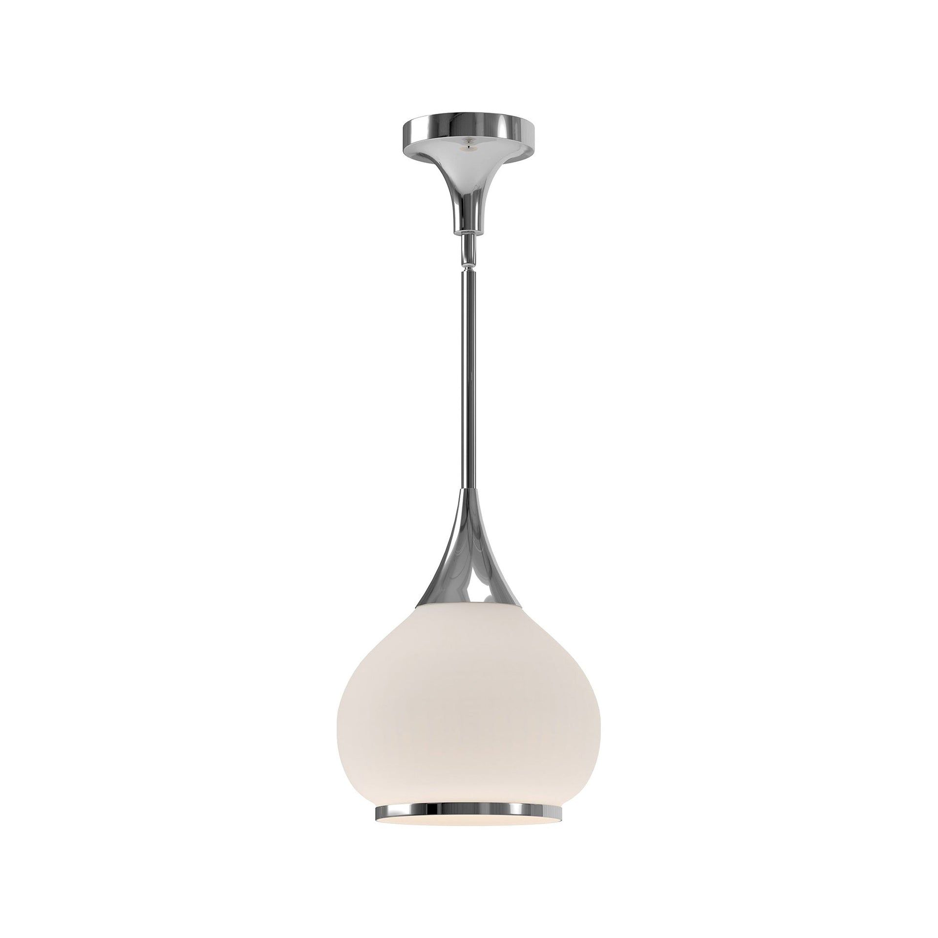 Chrome and Matte Black Glass Bowl Pendant Light