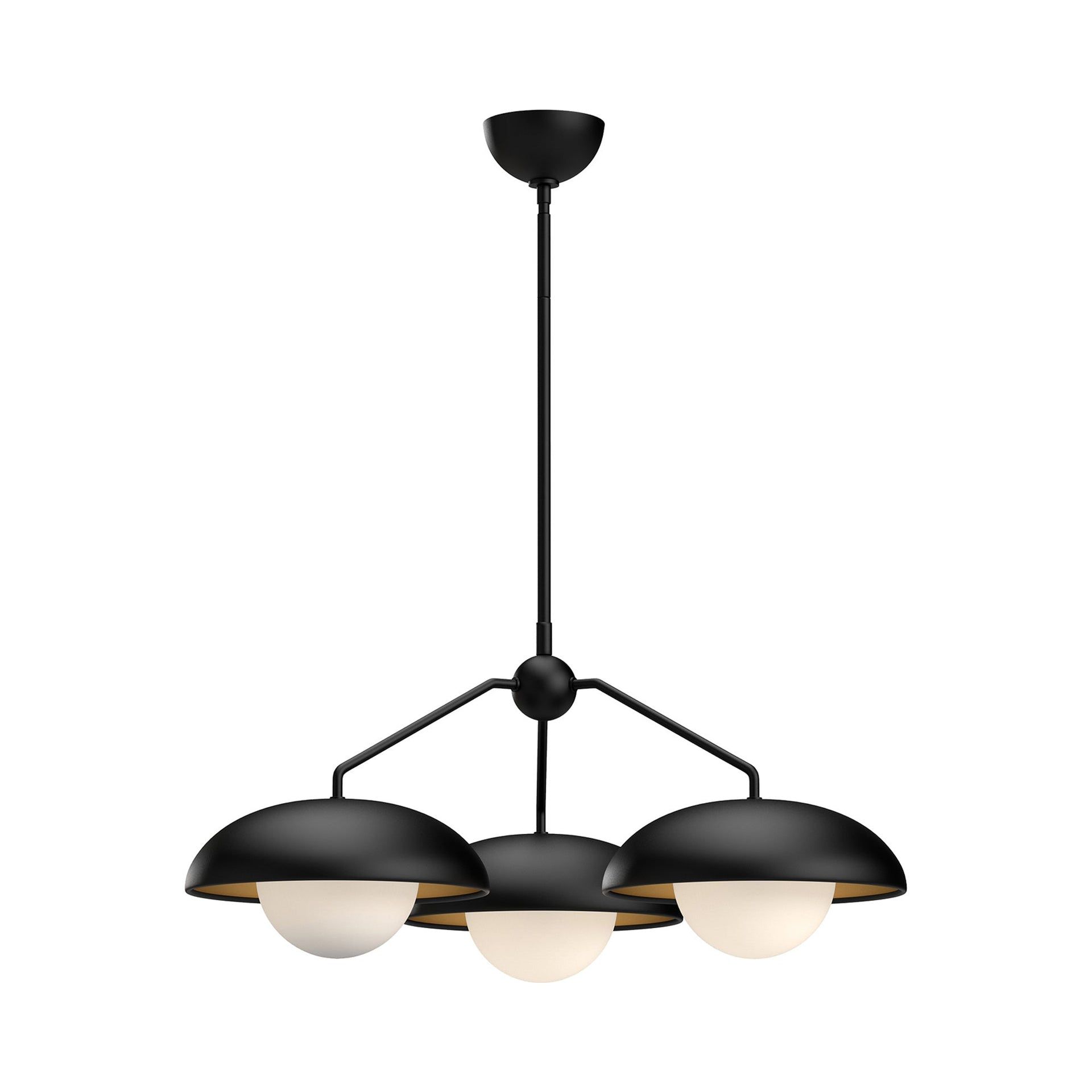 Rubio Mid-Century 3-Light Matte Black Opal Glass Chandelier