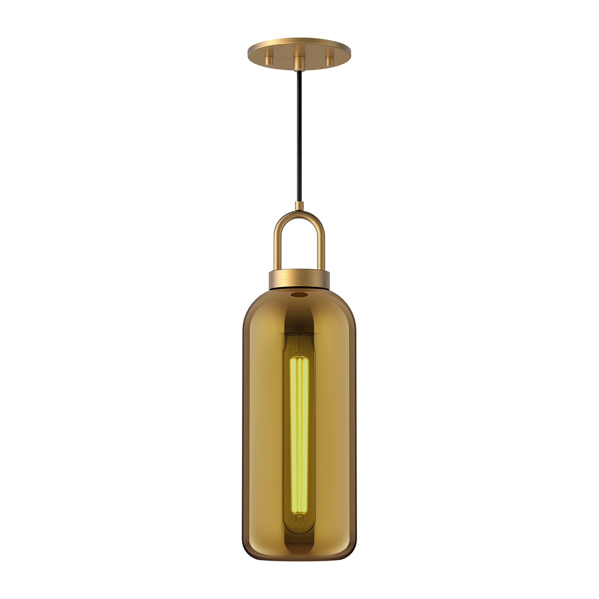 Soji Mini 6'' Aged Gold and Brushed Nickel Japanese Lantern Pendant