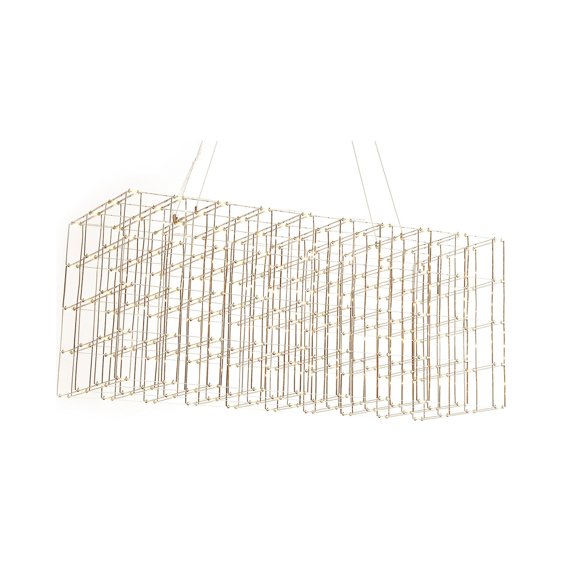 Gold Cage LED Chandelier with Chrome Accents