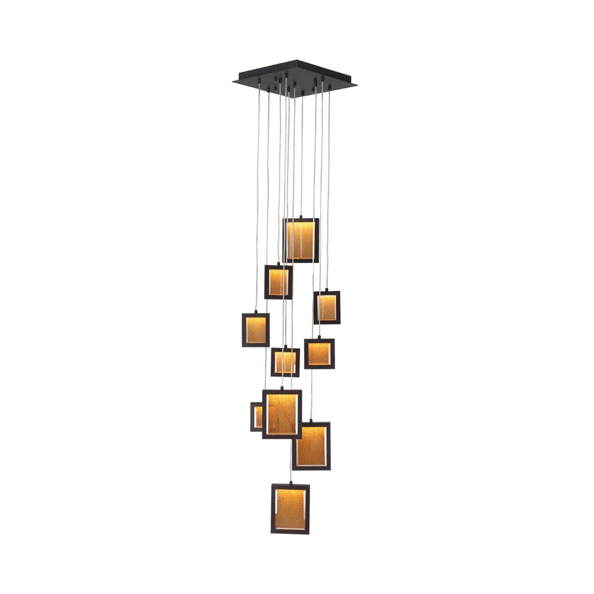 Brentwood Luxe LED Geometric Multi-Light Pendant in Dark Bronze