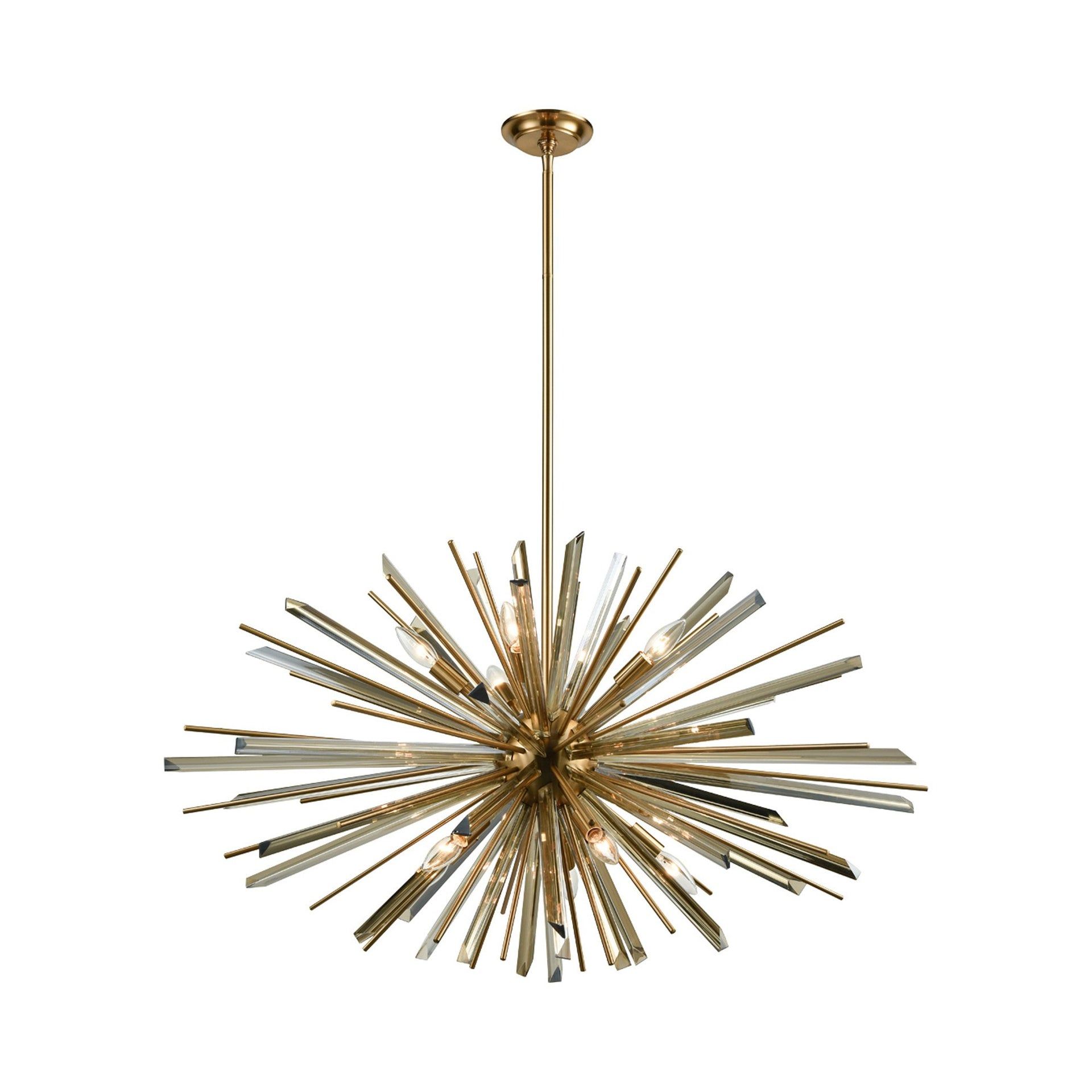 Antique Brass Sputnik Chandelier with Clear Glass Accents