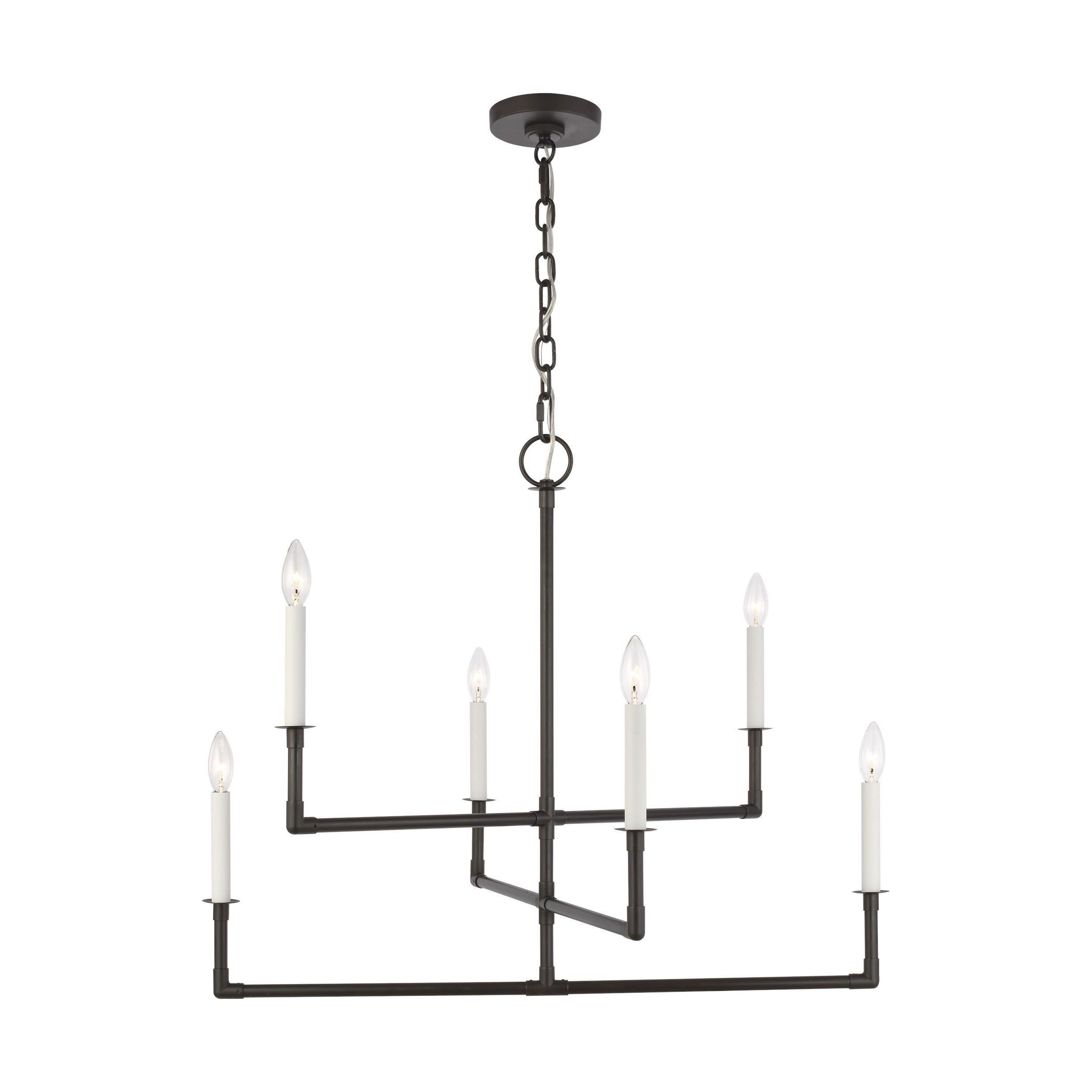 Bayview Aged Iron 8-Light Modern Linear Candle Chandelier