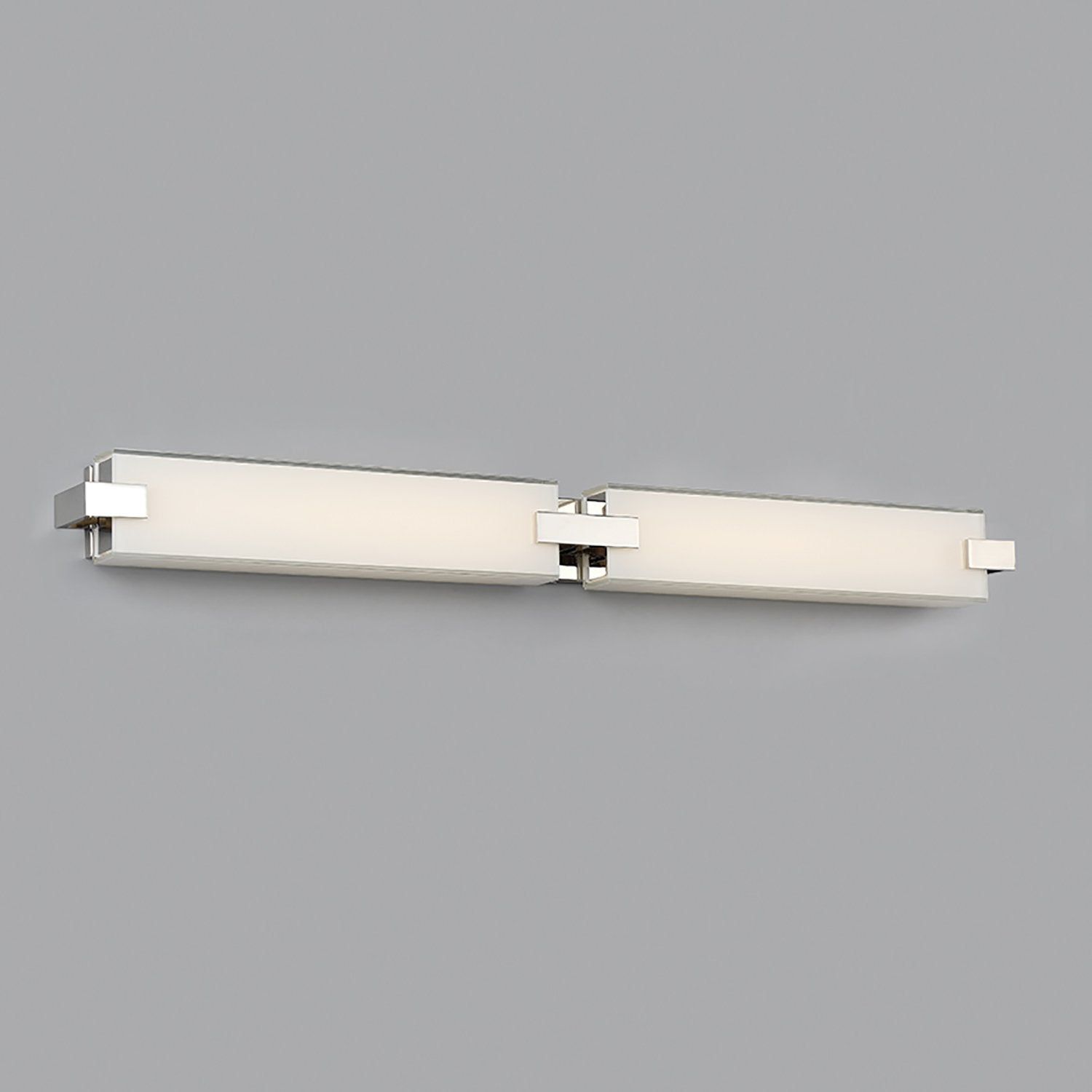 Bliss 36" Nickel LED Bath Vanity Light with White Glass Shade