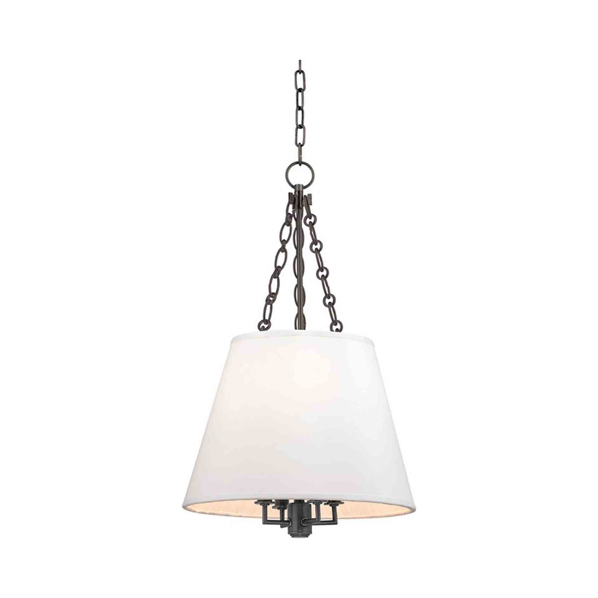 Burdett Old Bronze 4-Light Pendant with White Faux Silk Shade