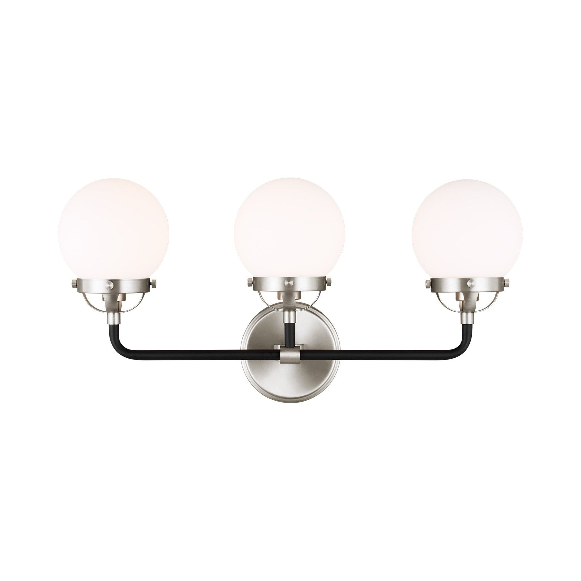 Brushed Nickel 3-Light Vanity with Etched Glass Shades