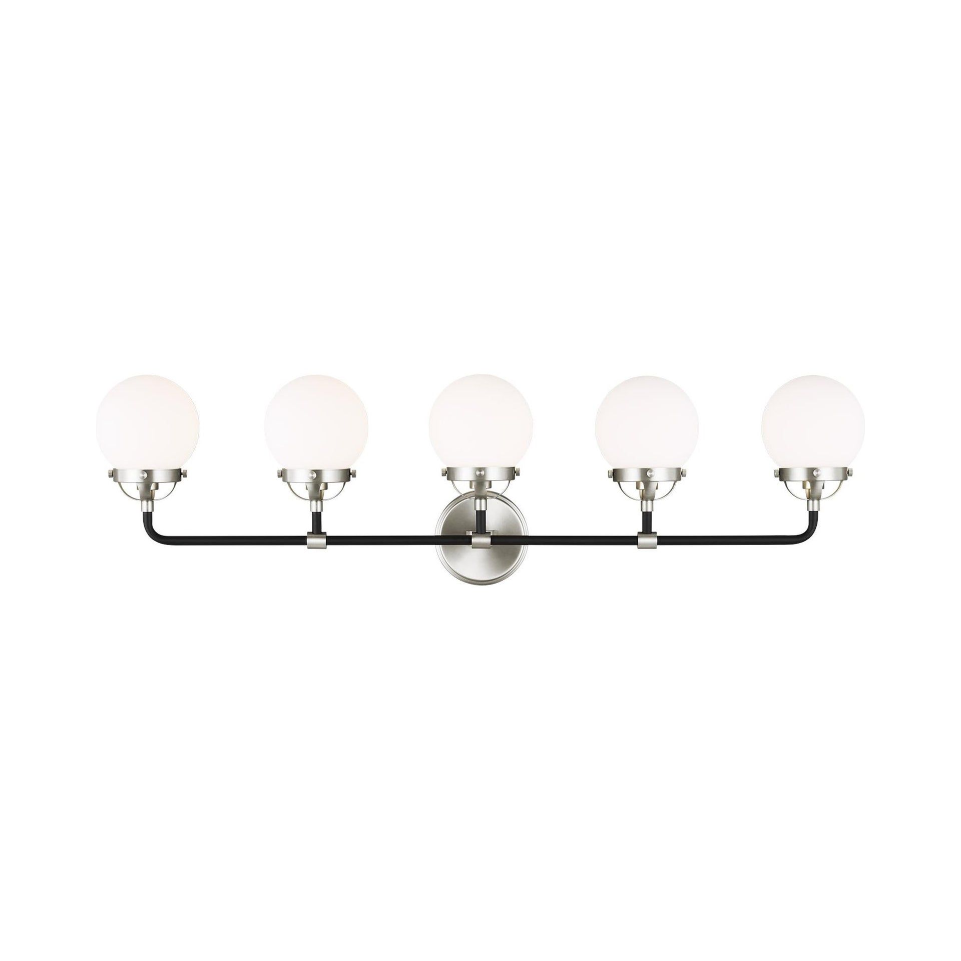Midnight Black Brushed Nickel 5-Light Vanity with Etched Glass