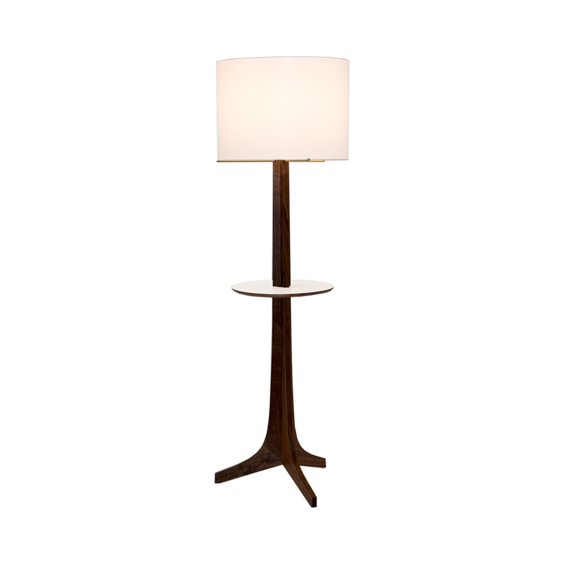 Tripod Burlap Shade Floor Lamp with Brushed Aluminum and Dark Walnut