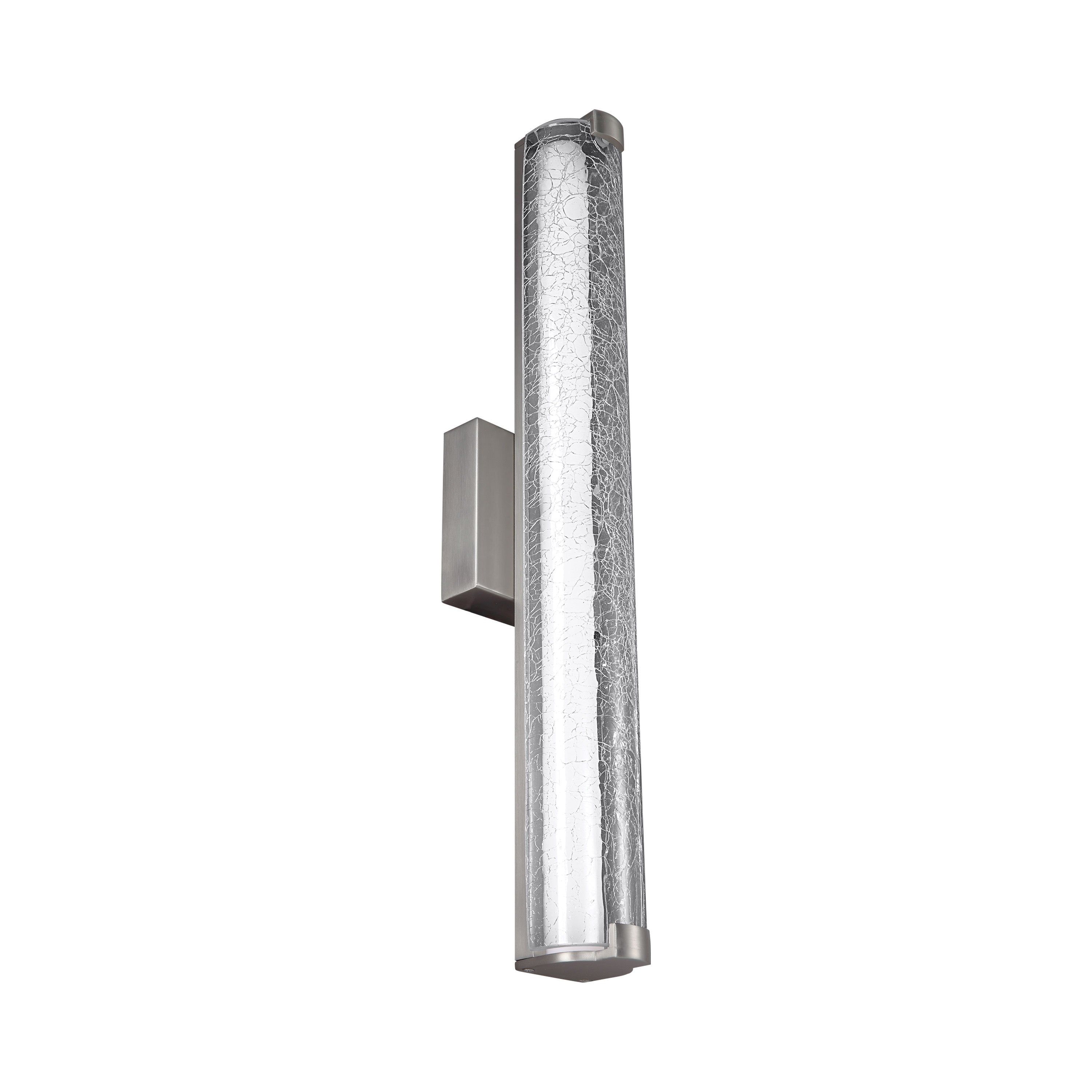 Sleek Linear 18" Satin Nickel LED Wall Sconce with Staggered Stone Glass