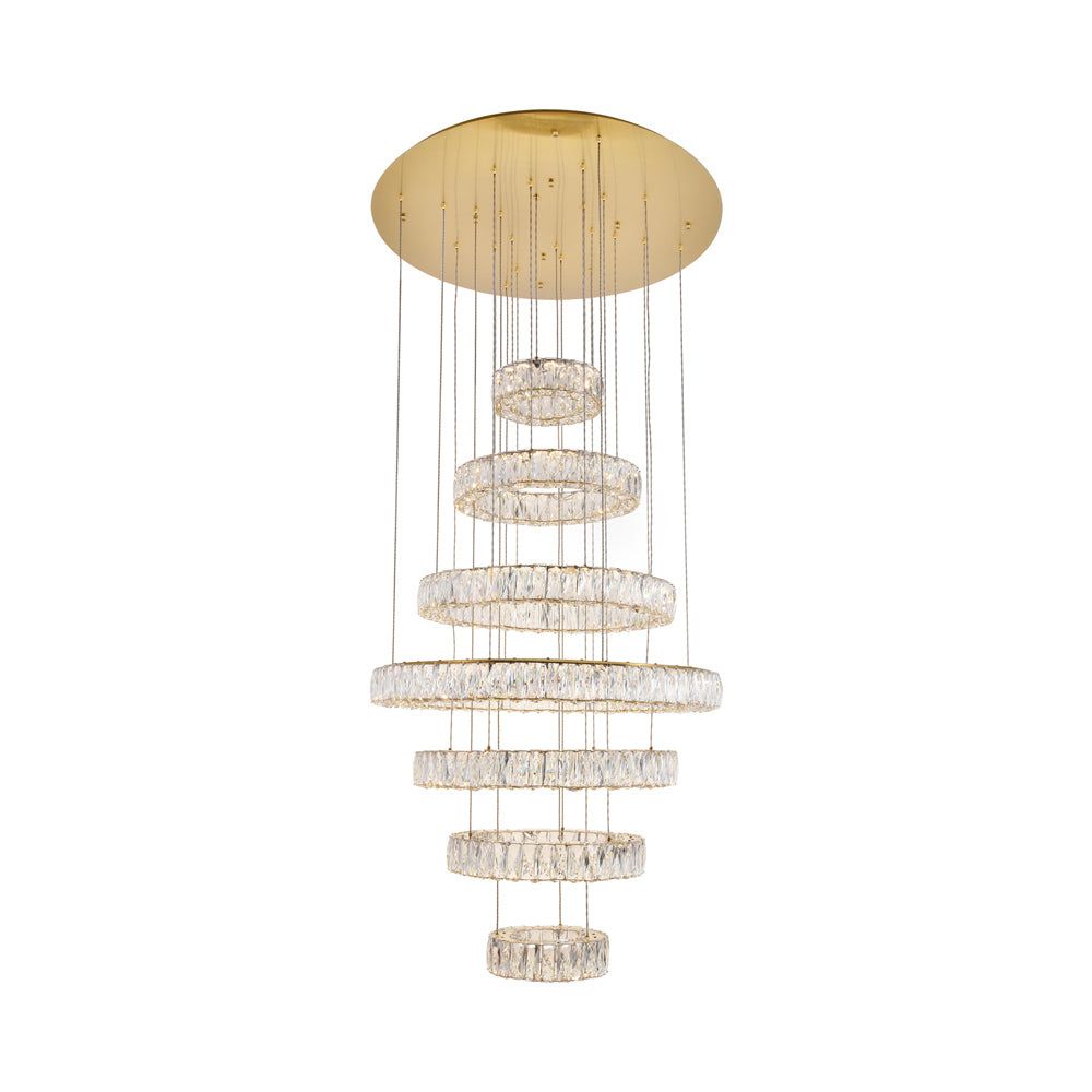 Monroe Gold Finish 7-Light LED Chandelier with Royal-Cut Clear Crystals