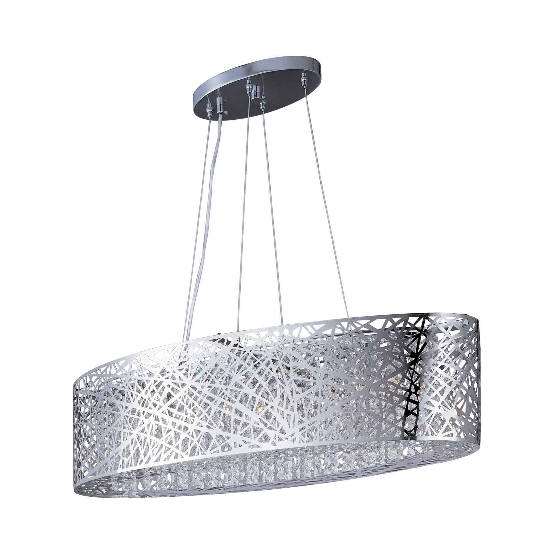 Cognac Crystal Bronze 9-Light Island Pendant with Laser-Cut Design