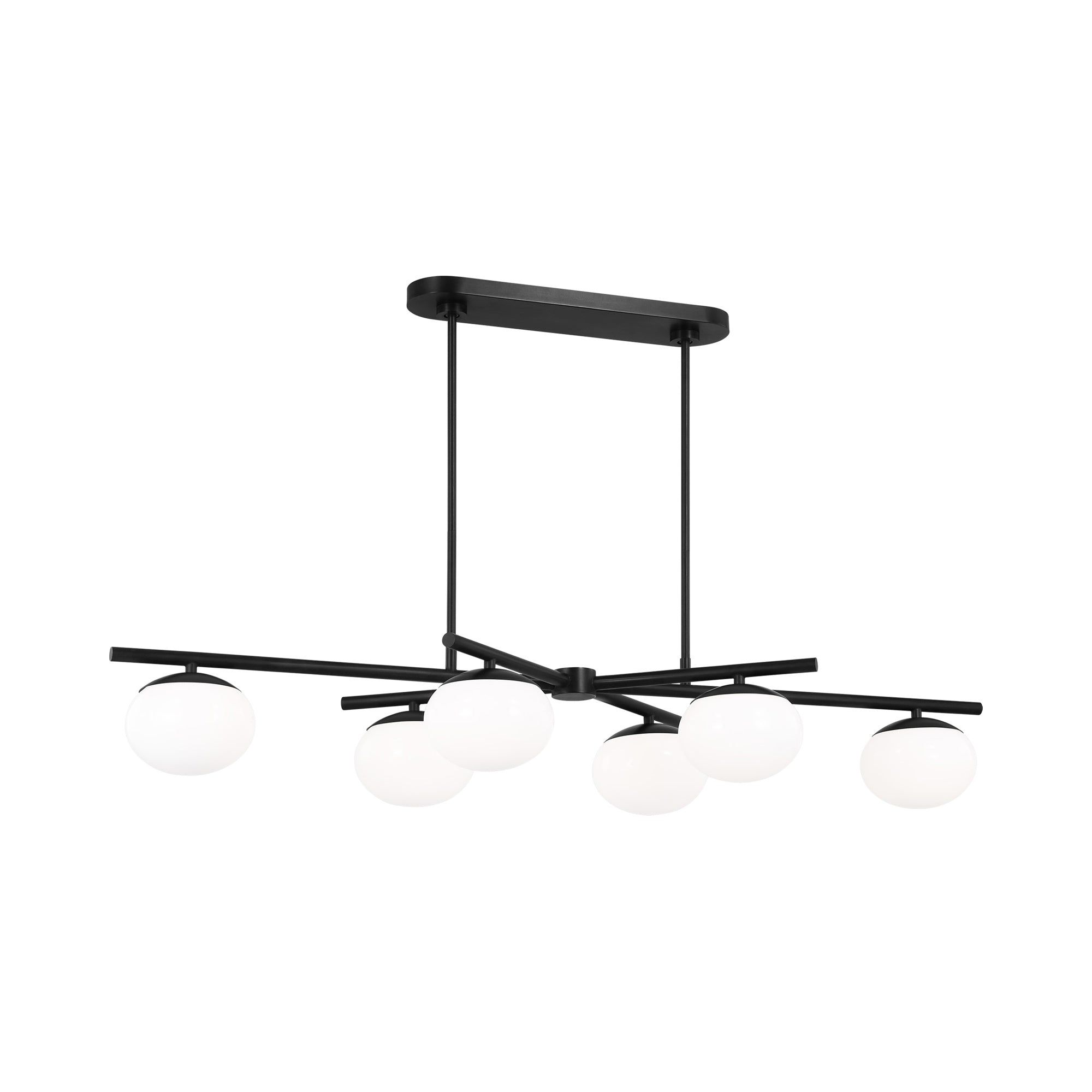 Lune 4-Light Burnished Brass Linear Chandelier with Milk Glass Shades