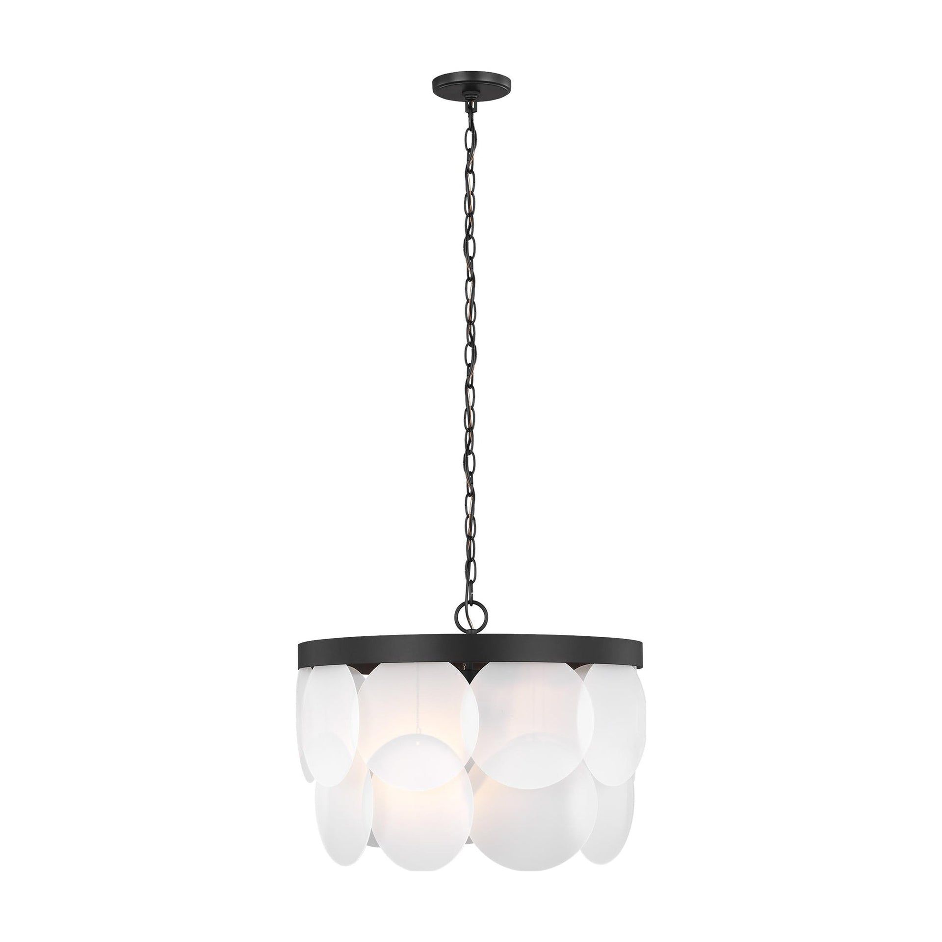 Midnight Black Glass Drum 6-Light Indoor/Outdoor Chandelier