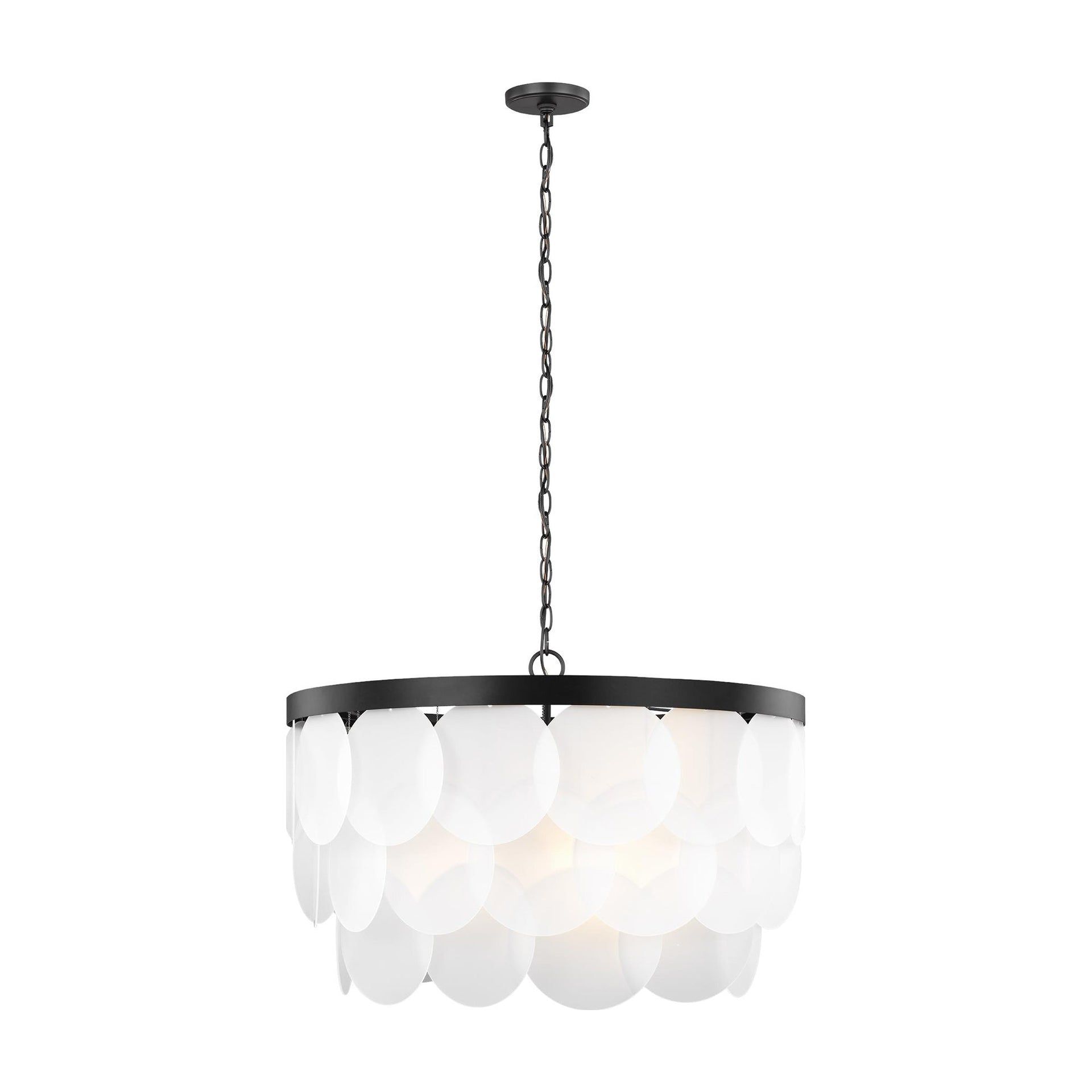 Midnight Black 8-Light Pendant with Satin Etched Glass Panels