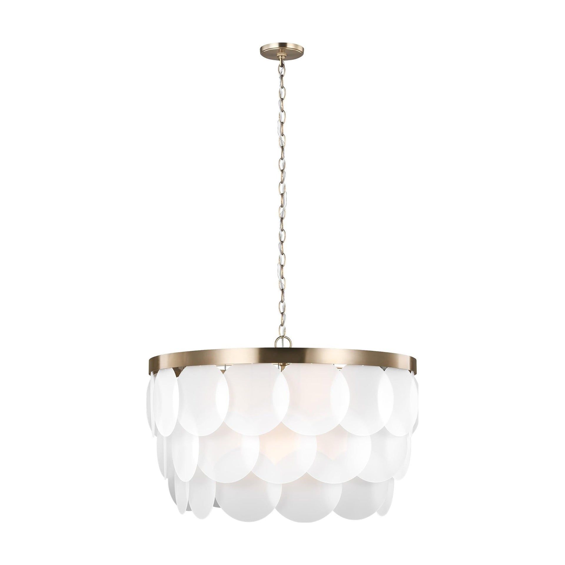Mellita Satin Bronze 8-Light LED Pendant with Etched Glass Panels