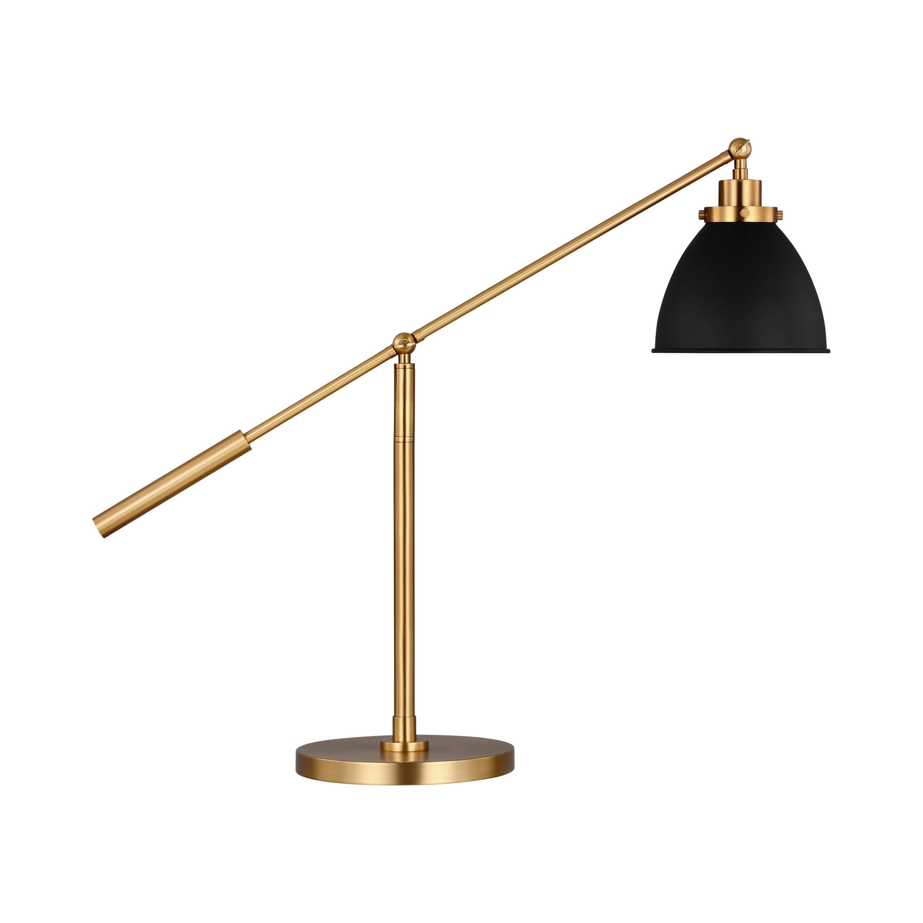 Adjustable Midnight Black and Polished Nickel Desk Lamp