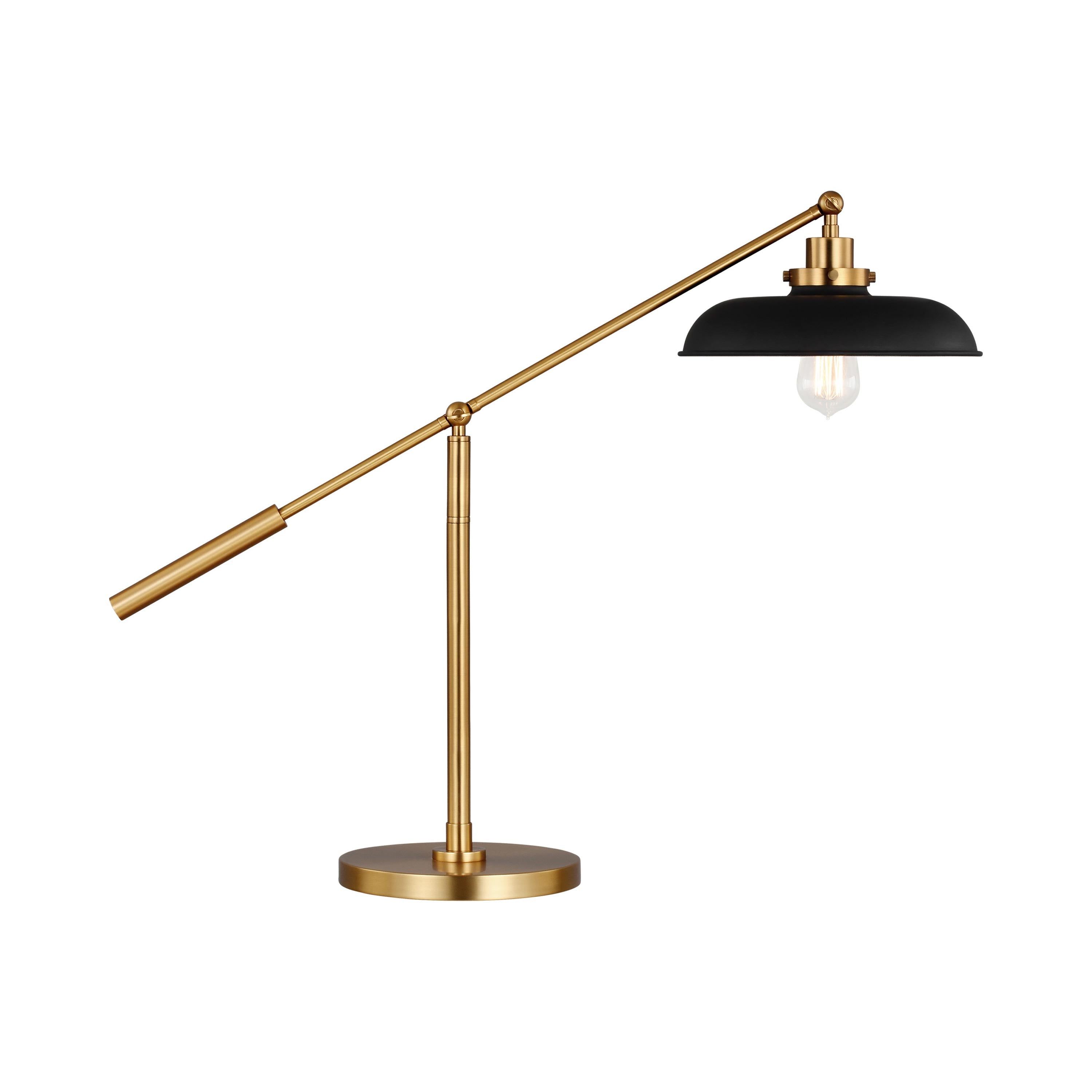 Wellfleet Adjustable 11" Midnight Black and Polished Nickel Desk Lamp Set