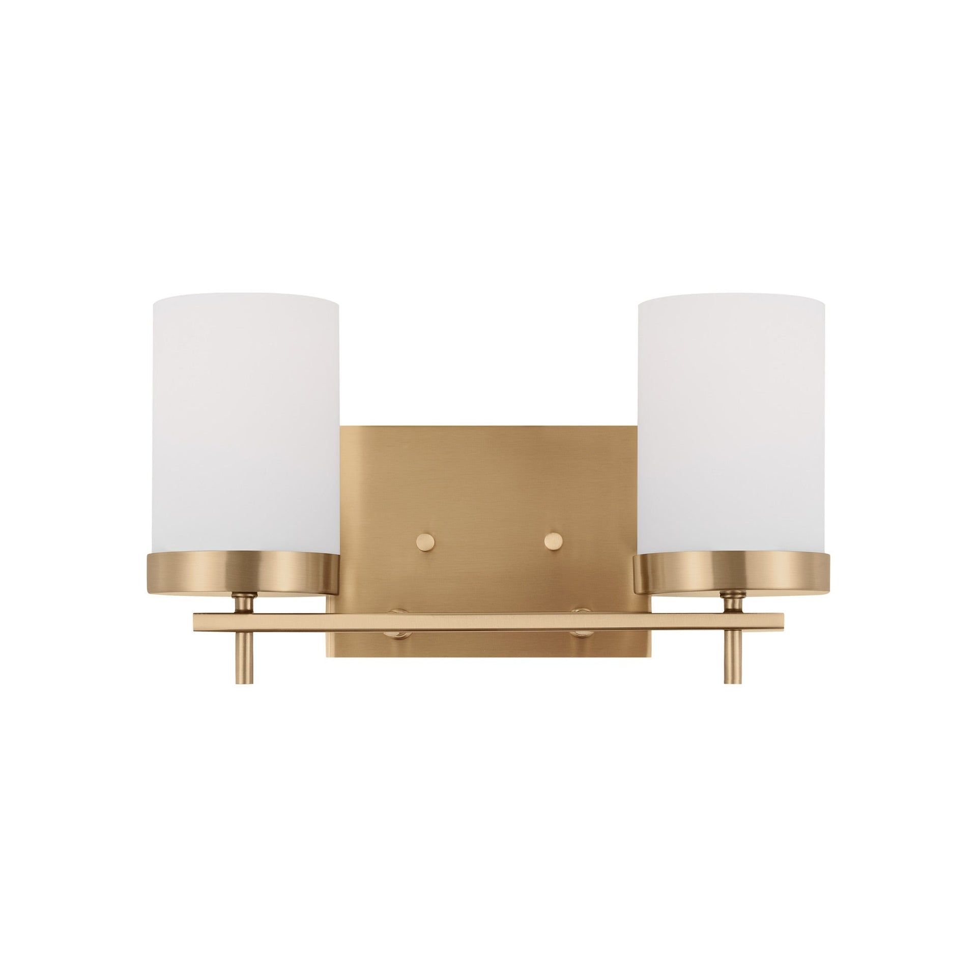Zire Elegant 2-Light Vanity Fixture in Satin Brass with Etched Glass
