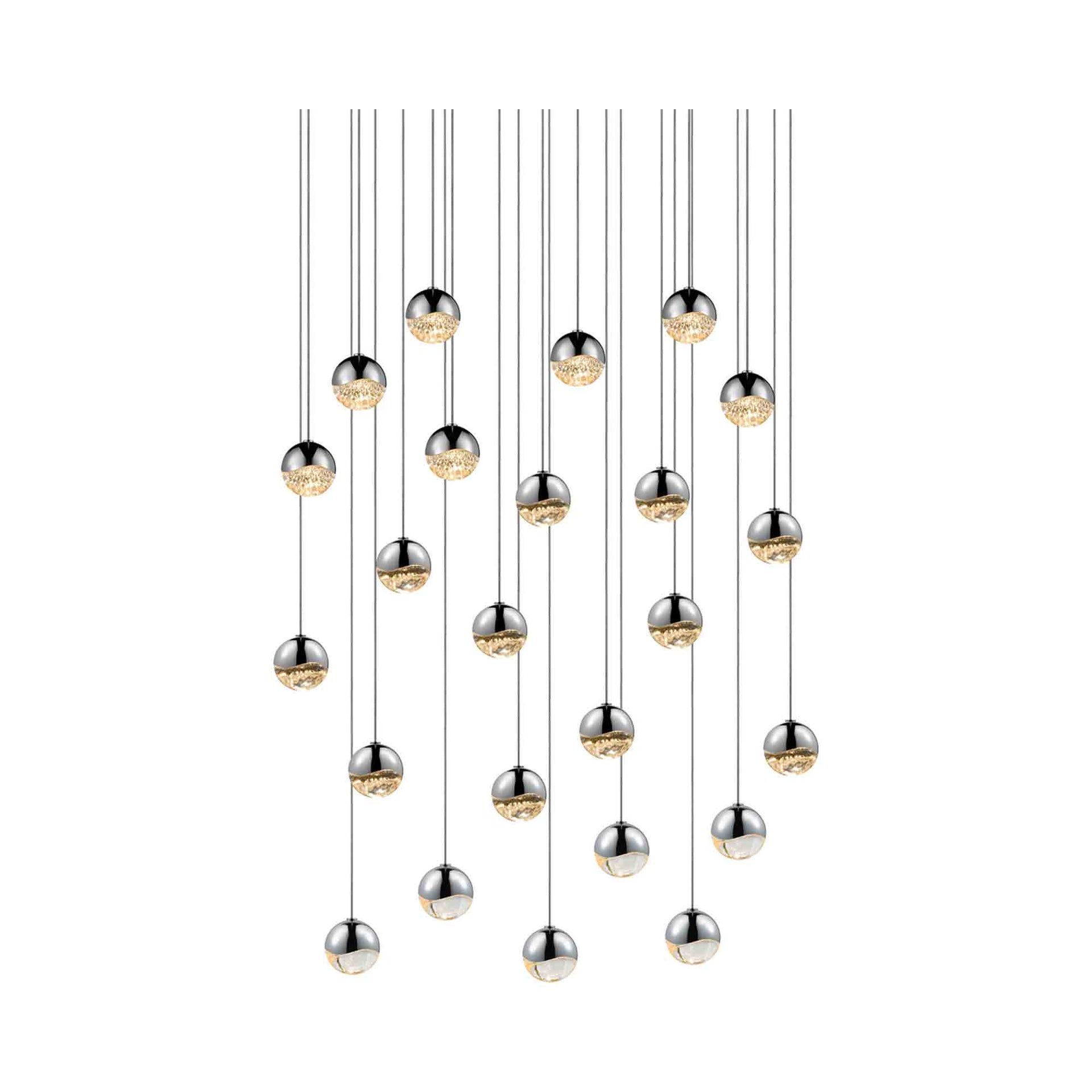 Polished Chrome 25.5'' LED Crystal Globe Pendant Light