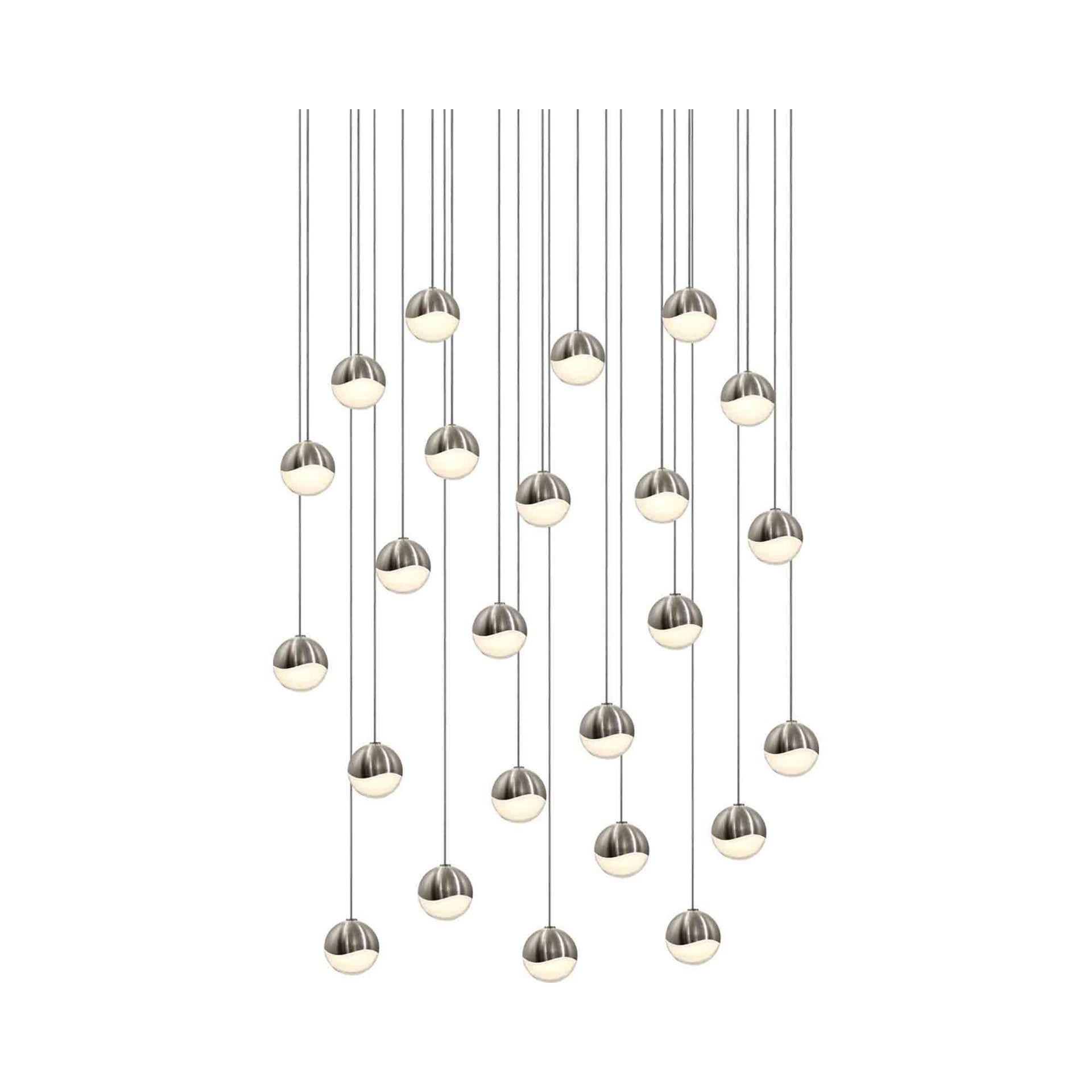 Luminous Crystal Globe LED Pendant in Satin Nickel