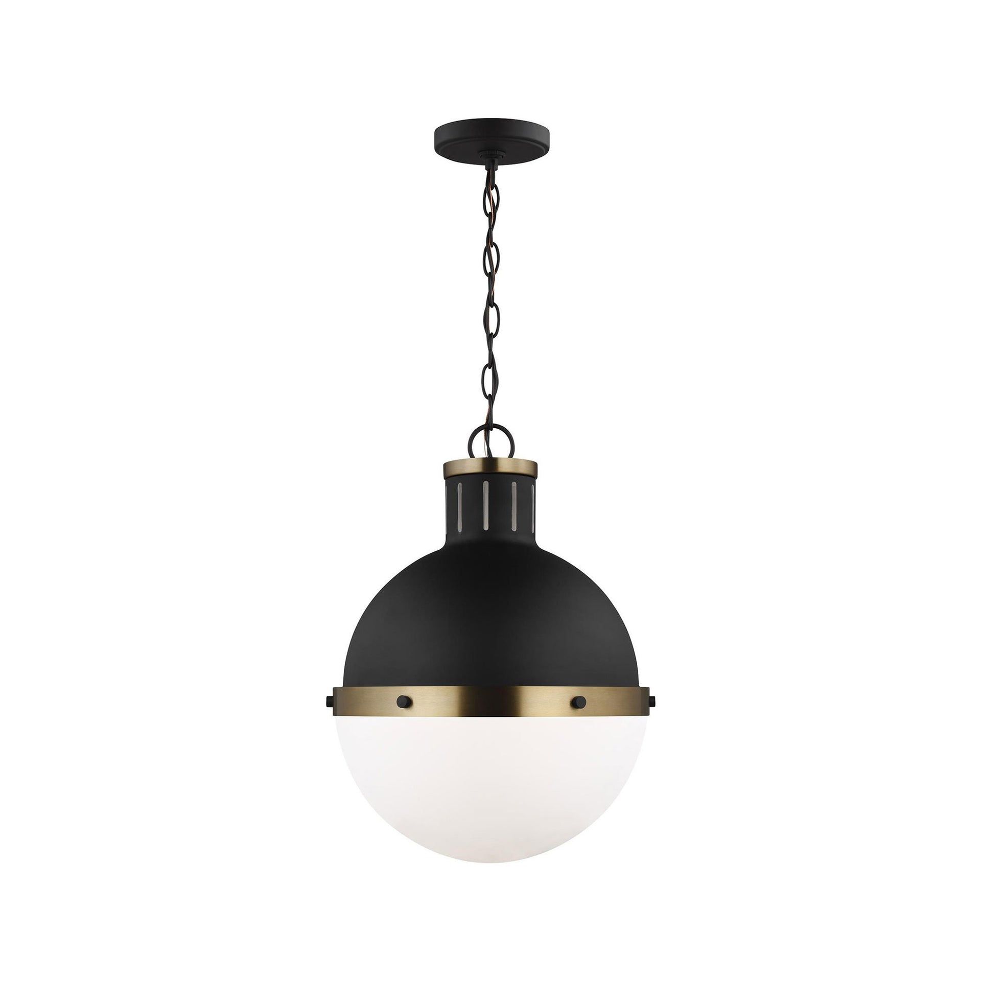 Midnight Black 18" Globe Pendant with Milk Glass Shade