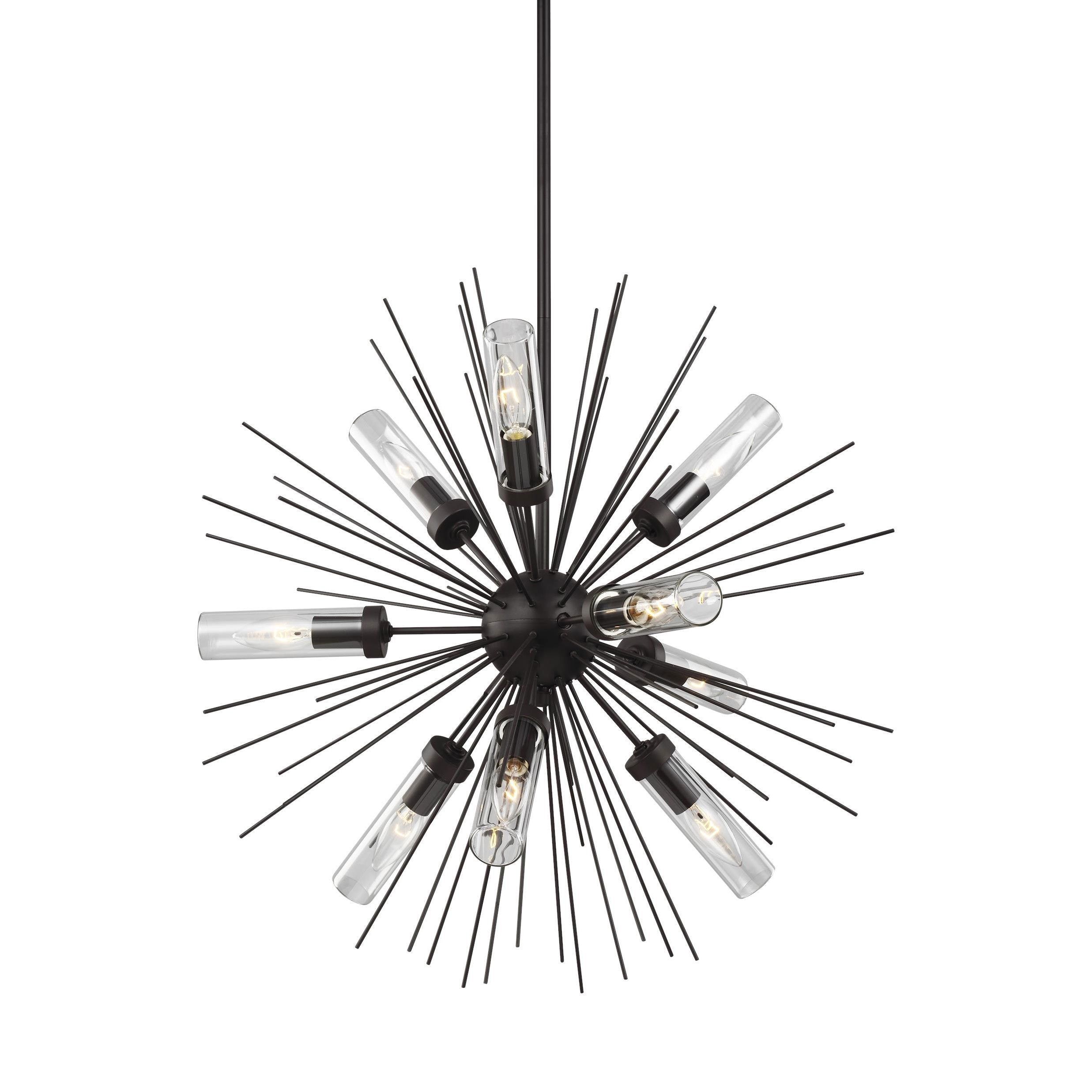 Oil Rubbed Bronze Sputnik 12-Light Outdoor Chandelier with Clear Glass