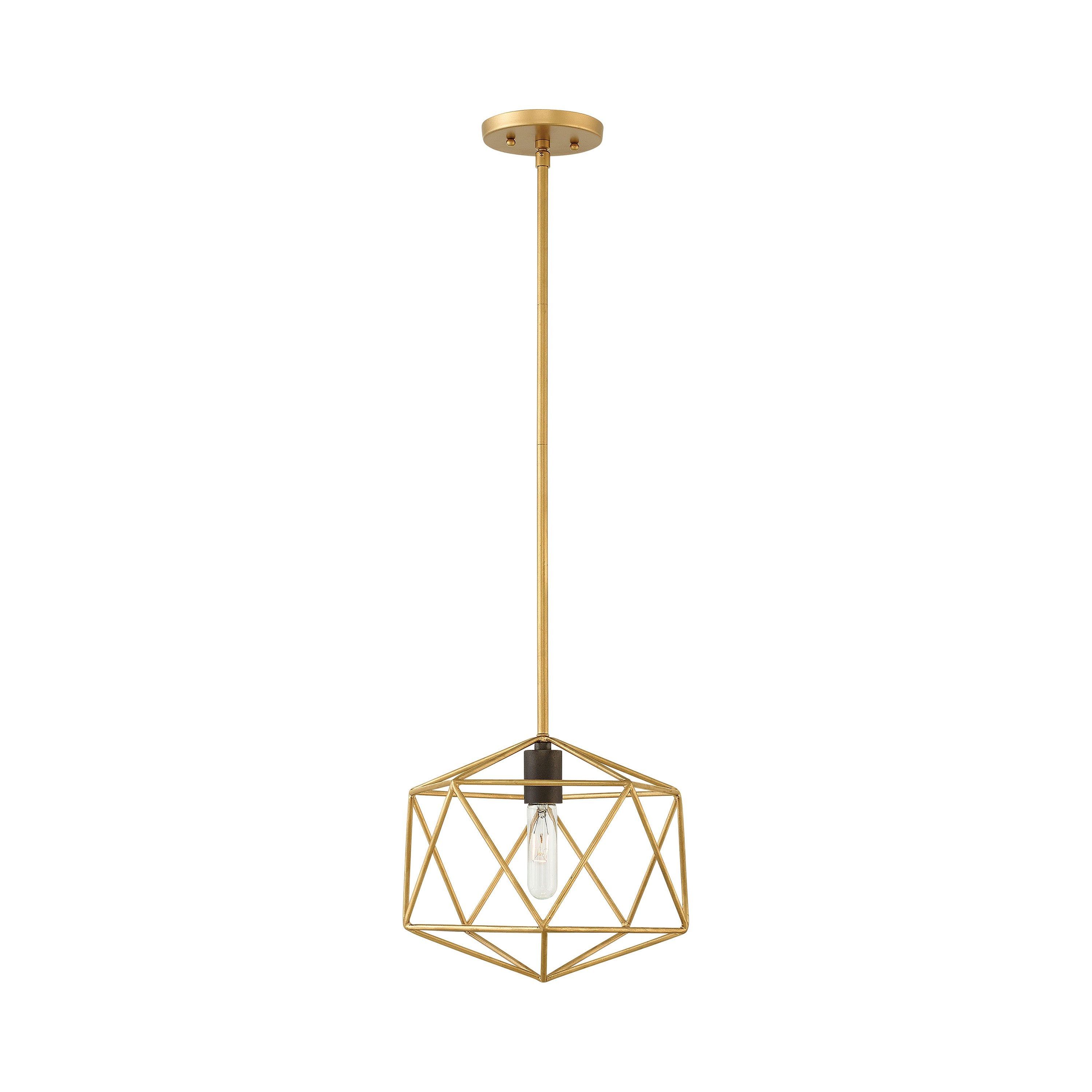 Metallic Matte Bronze Geometric Pendant Light with Inner Cluster