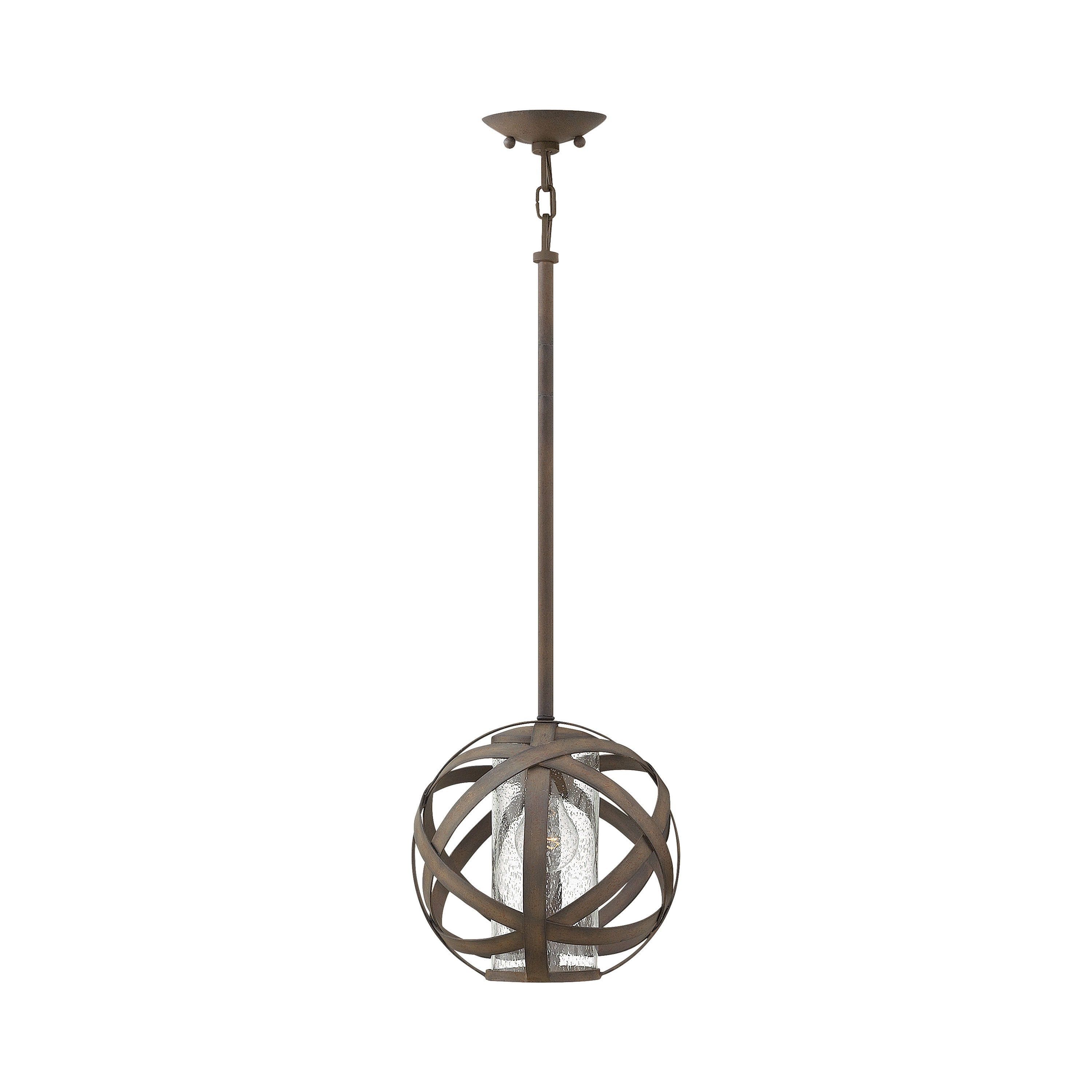 Carson Vintage Iron Globe 3-Light Outdoor Chandelier with Clear Seedy Glass