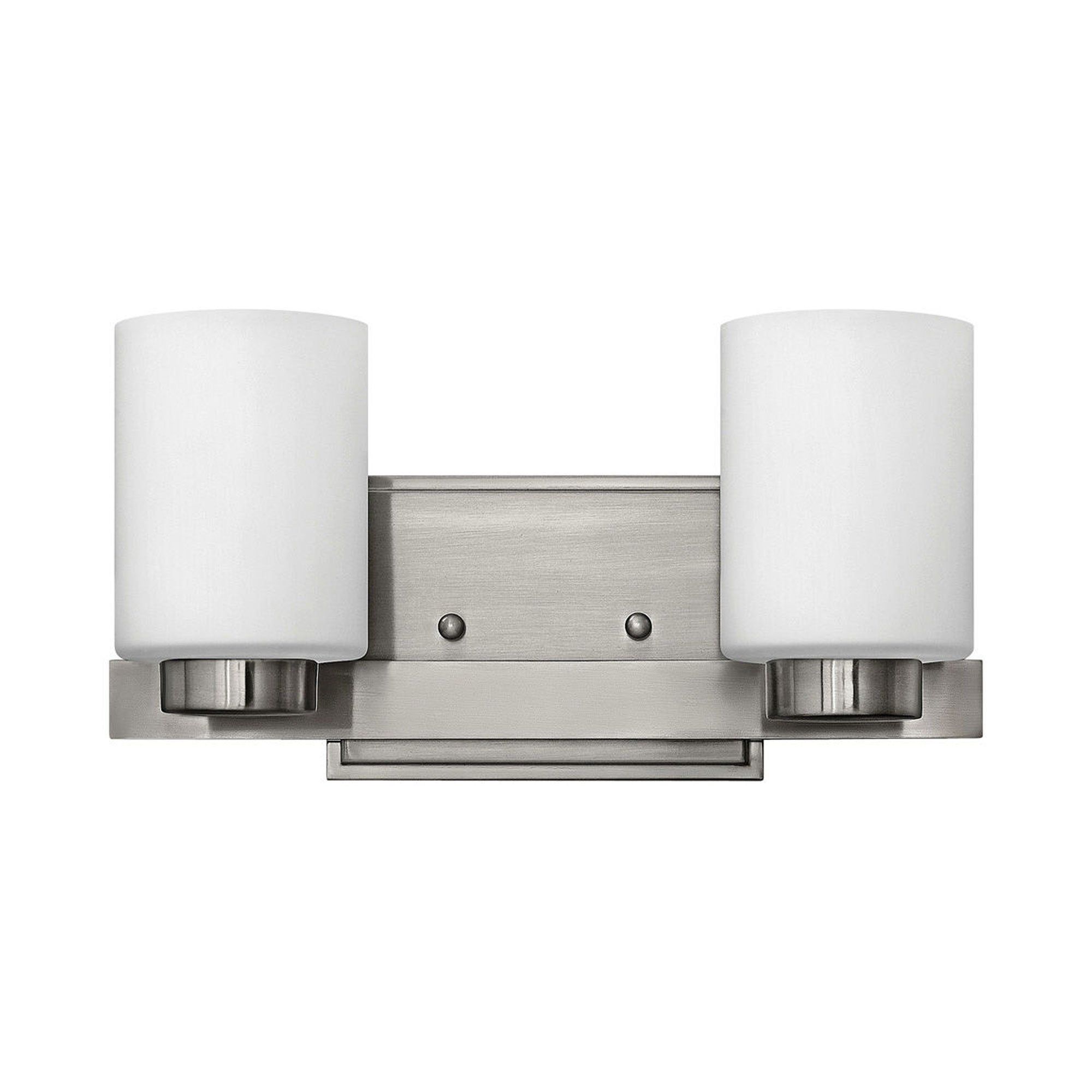 Miley Compact Geometric Chrome Bath Bar with Cased Opal Glass
