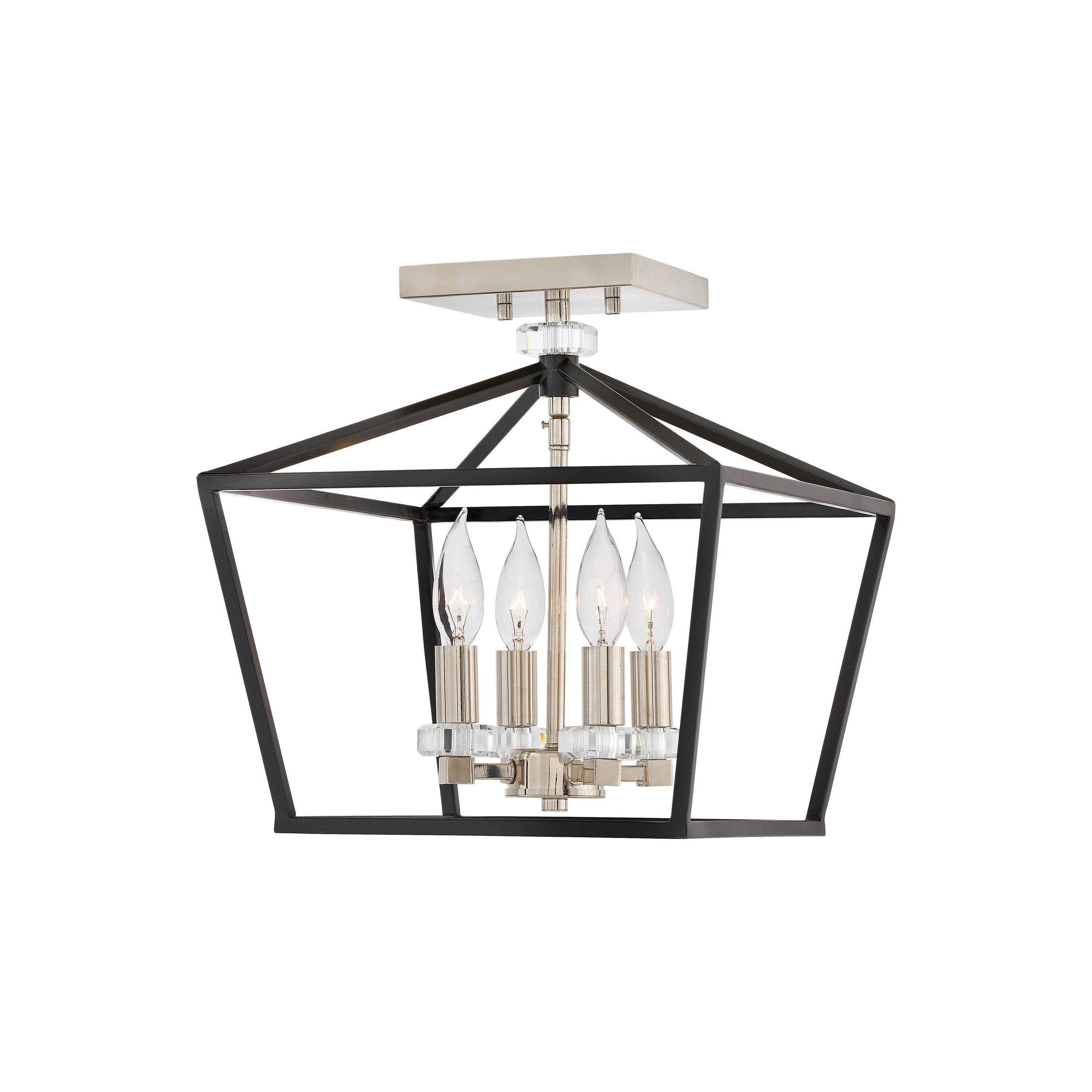 Stinson 4-Light Black Nickel Crystal Accented Semi-Flush Ceiling Light