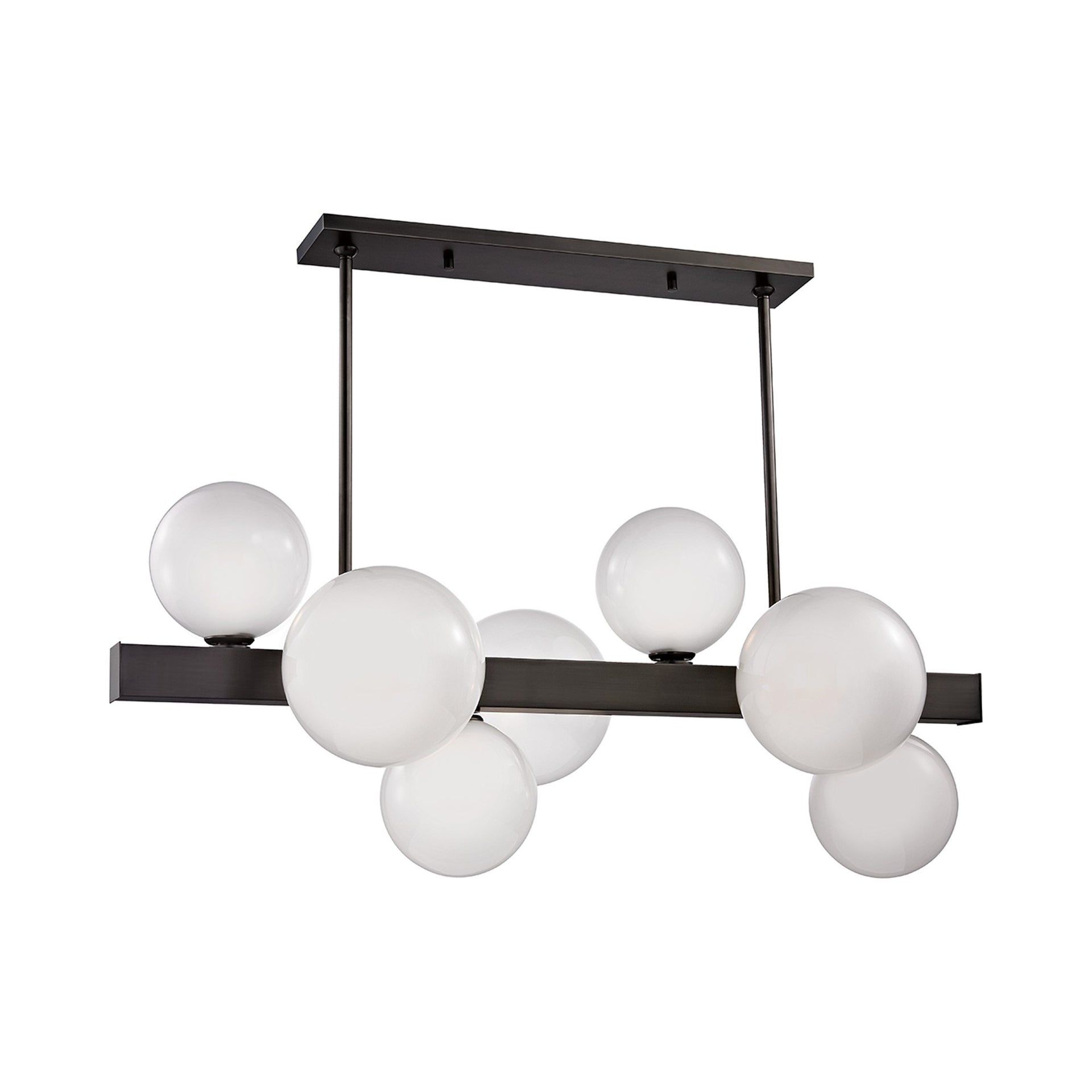 Sleek Minimalist 7-Light Old Bronze Globe Chandelier with Frosted Glass