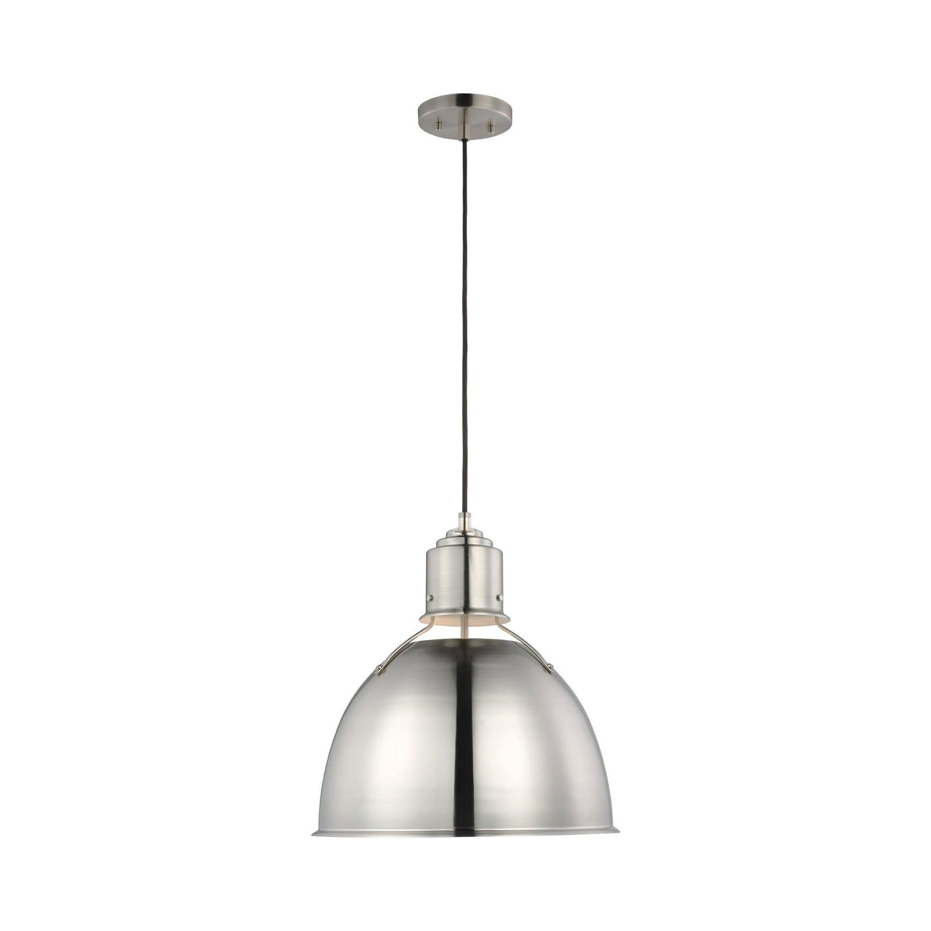 Elegant Brushed Nickel 15" Bowl Pendant with LED Compatibility
