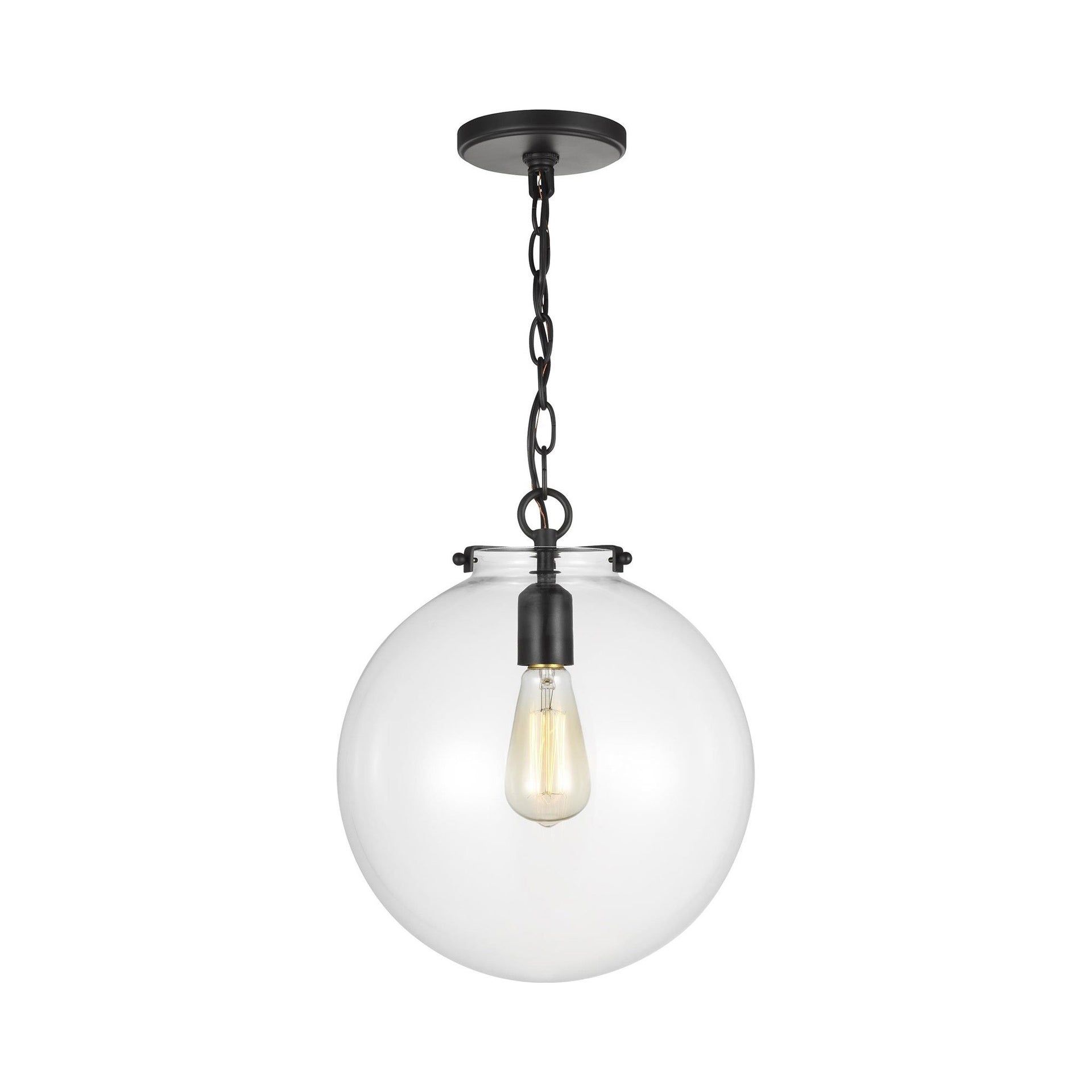 Midnight Black Glass Globe Pendant Light with Clear Shade
