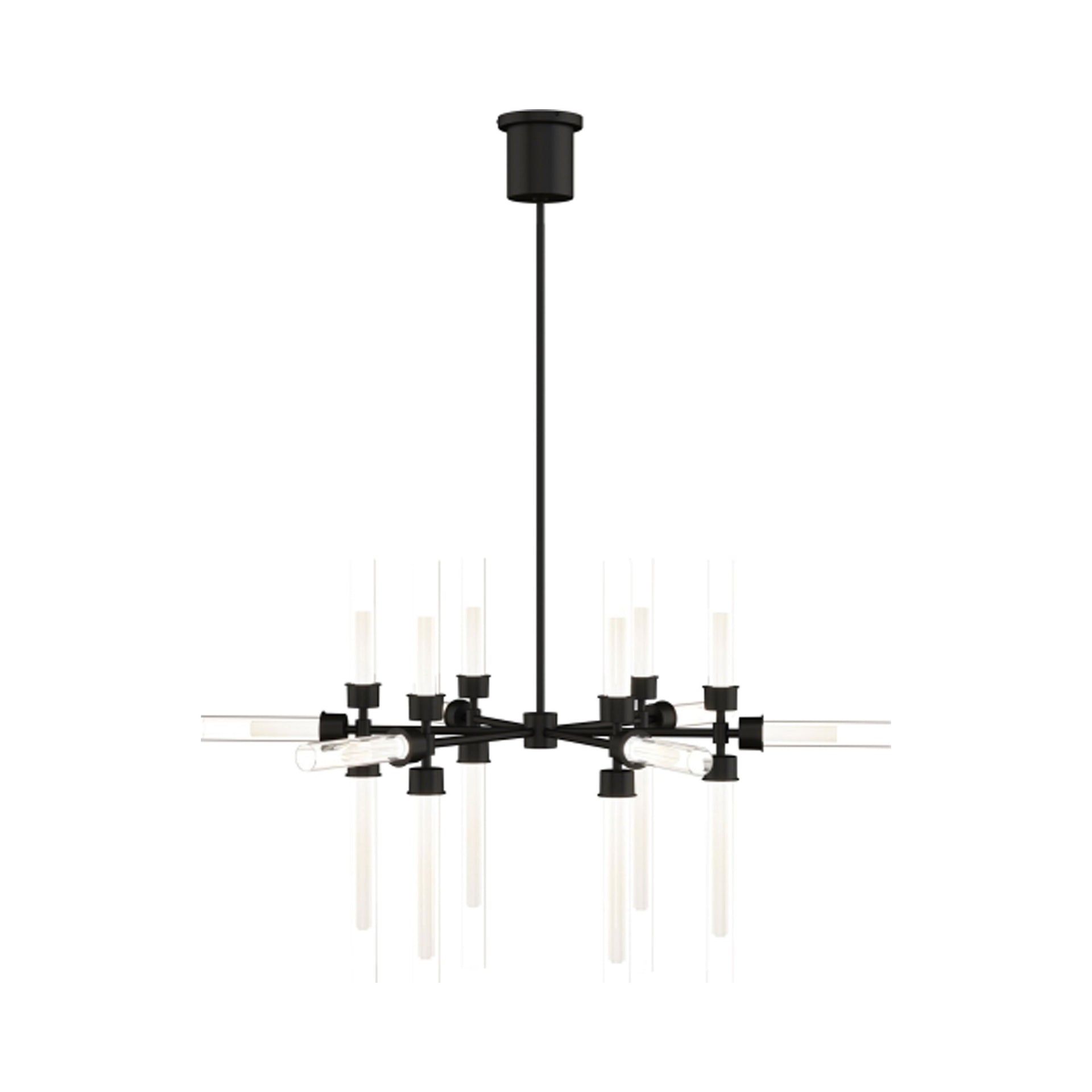 Polished Nickel 18-Light LED Chandelier with Glass and Acrylic Shades
