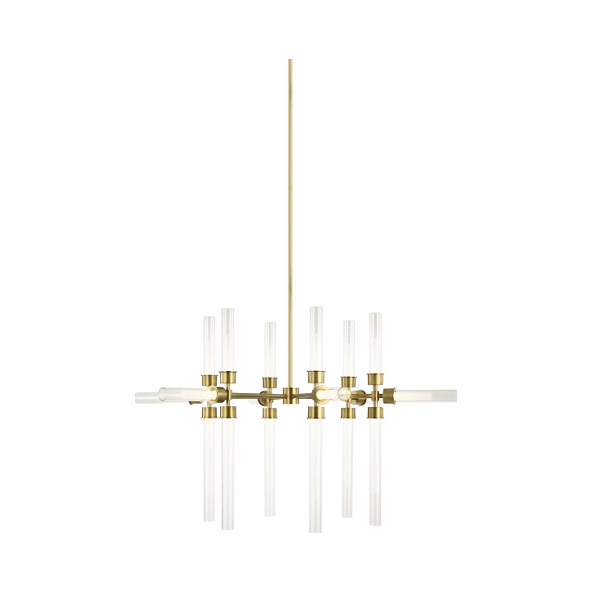 Luminous Brass 18-Light LED Chandelier with Acrylic Cylinders
