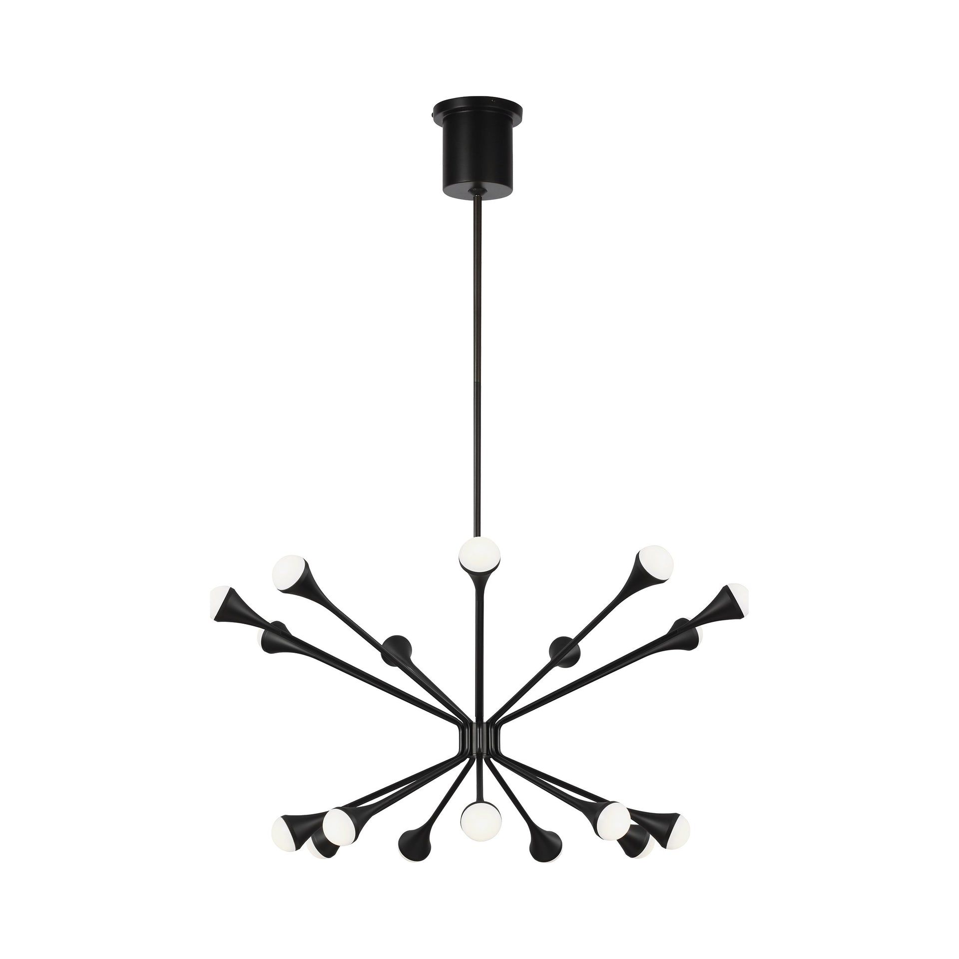 Matte Black Dual-Ring 18-Light LED Chandelier