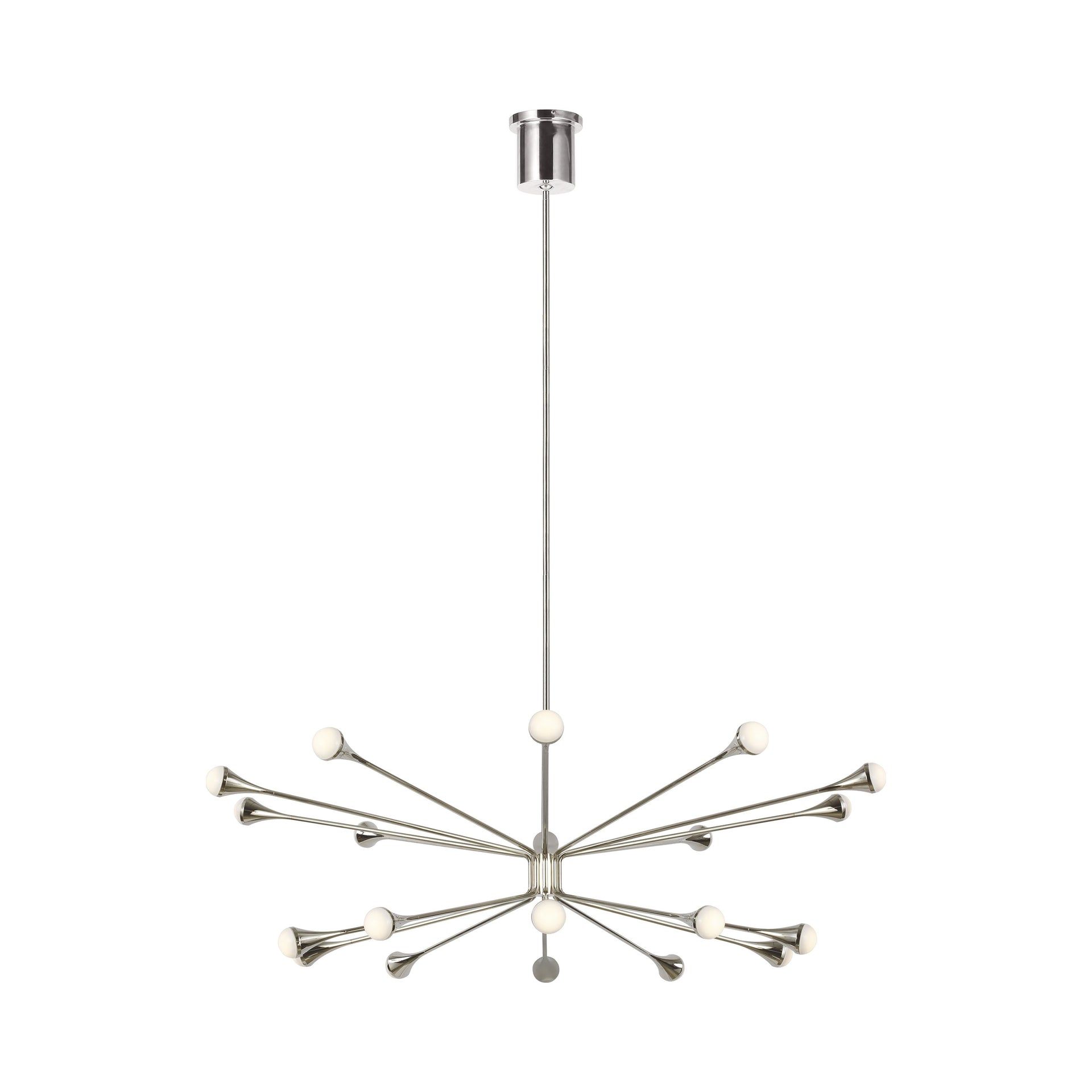 Lody Mid-Century Modern 20-Light Polished Nickel LED Chandelier