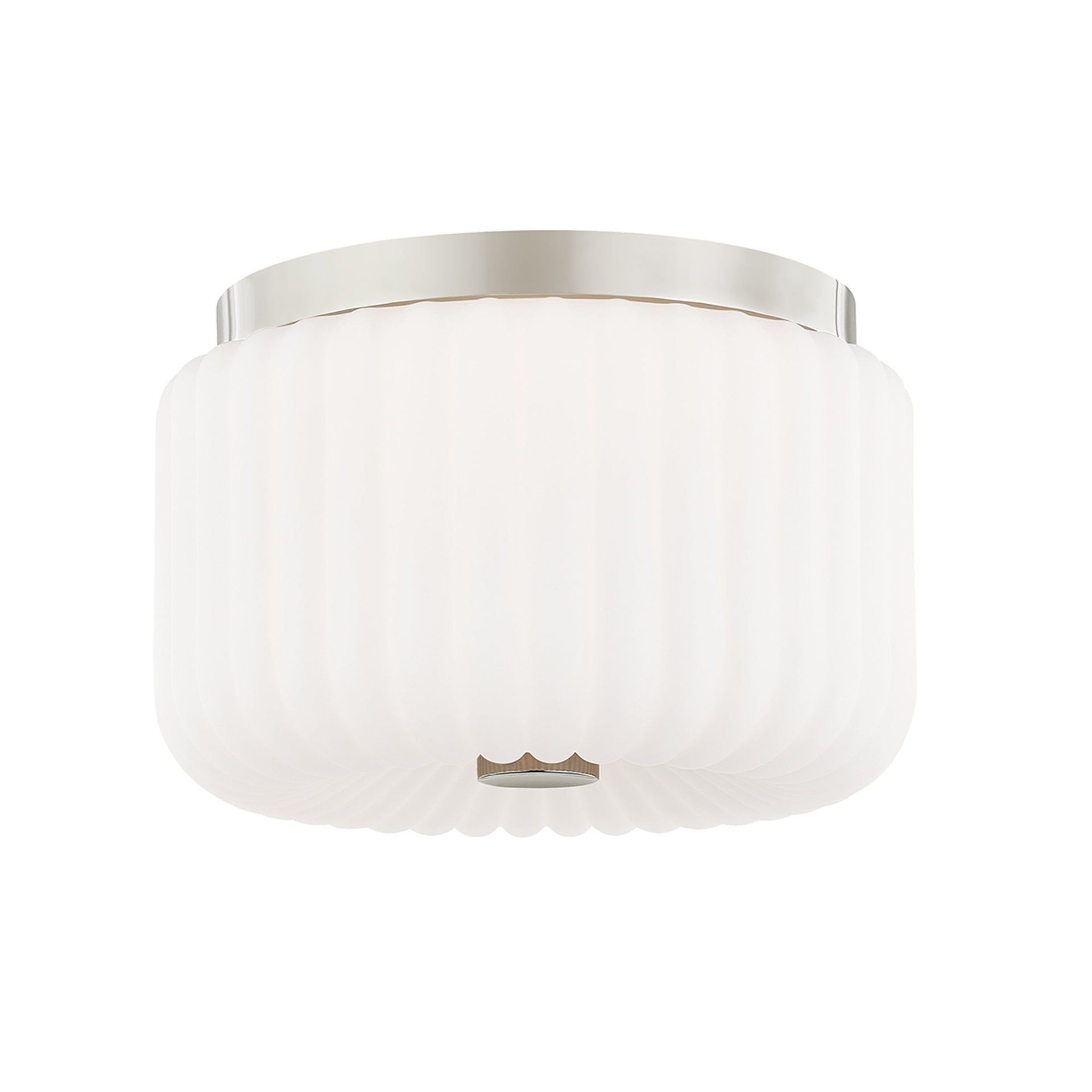 Polished Nickel 10" Glass Drum Flush Mount Light
