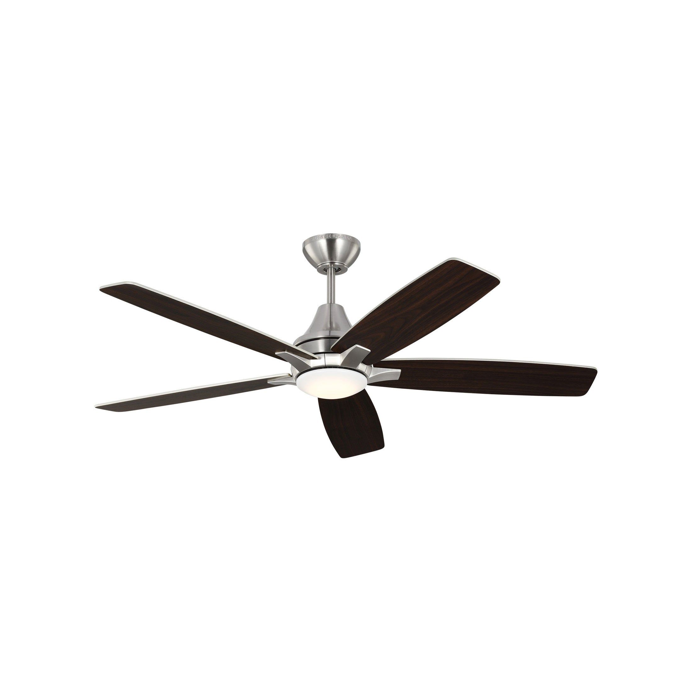 Lowden 52" Brushed Steel Ceiling Fan with Silver/Light Grey Weathered Oak Blades and LED Light