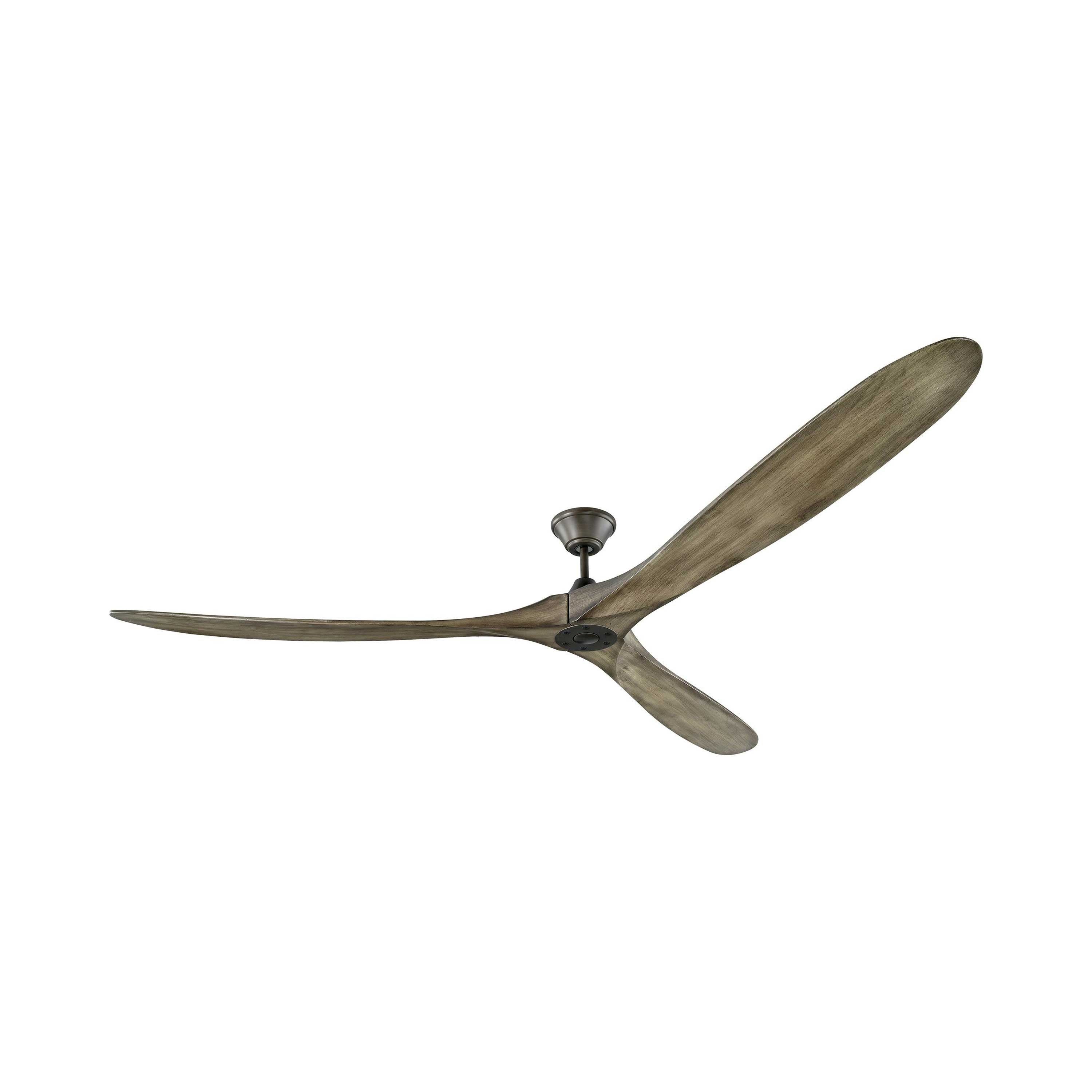 88 Inch Brushed Steel Ceiling Fan with Koa Wood Blades and Remote